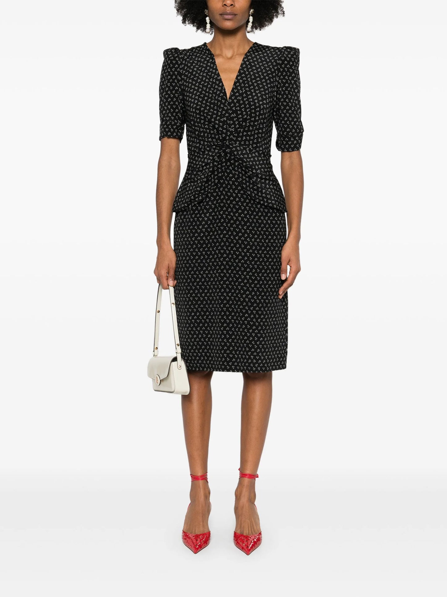 flower-print silk midi dress