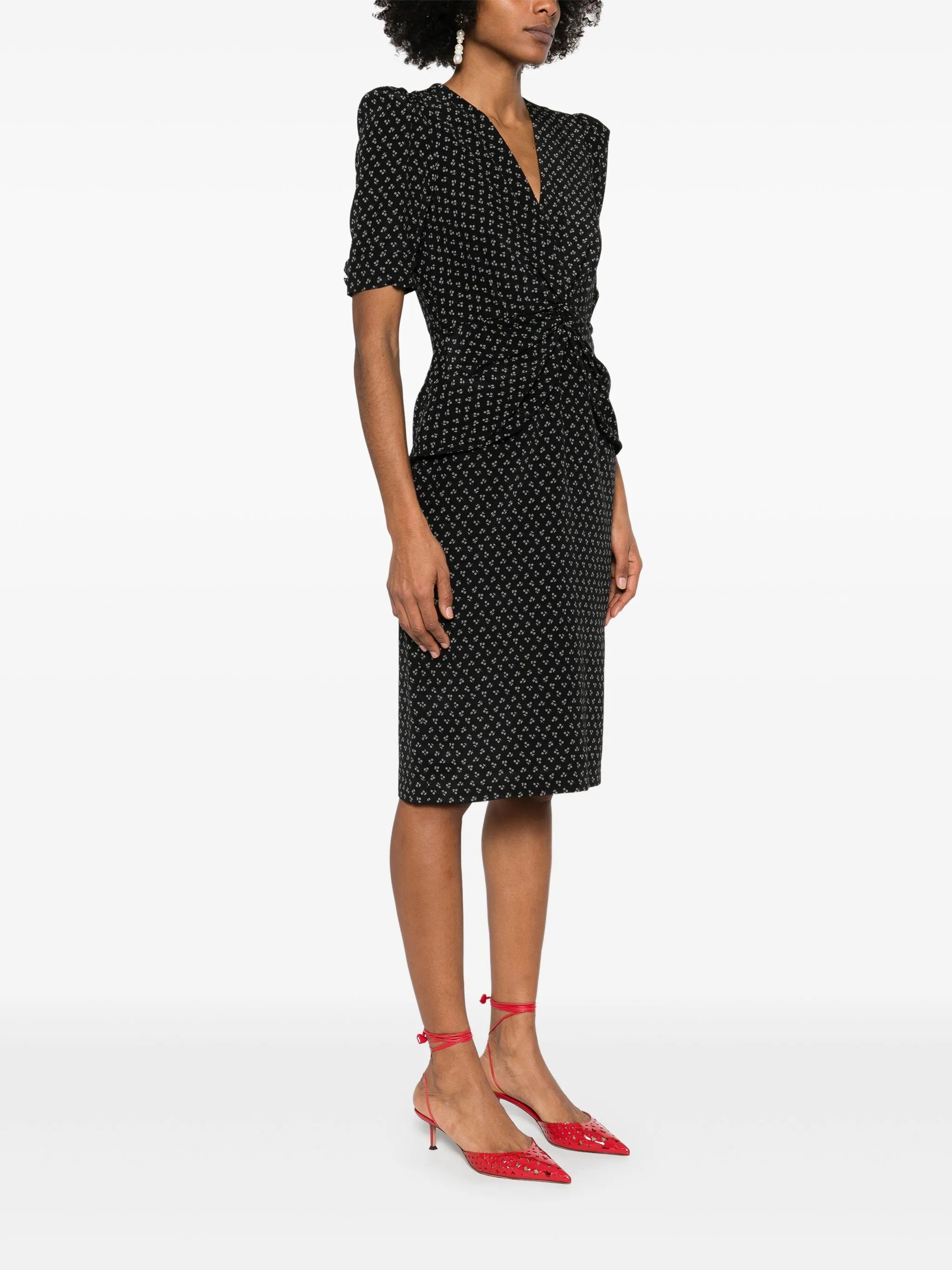 flower-print silk midi dress