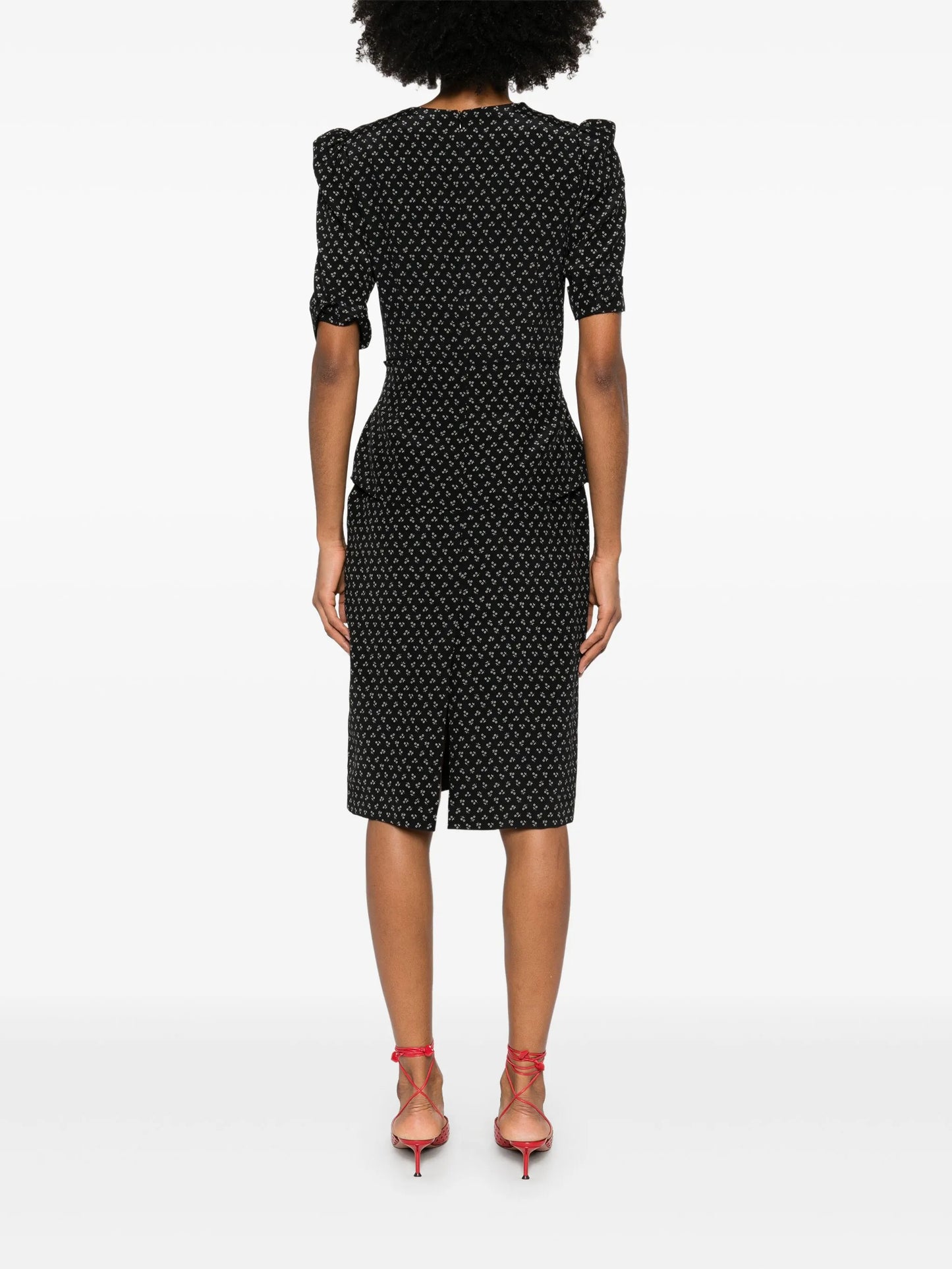 flower-print silk midi dress