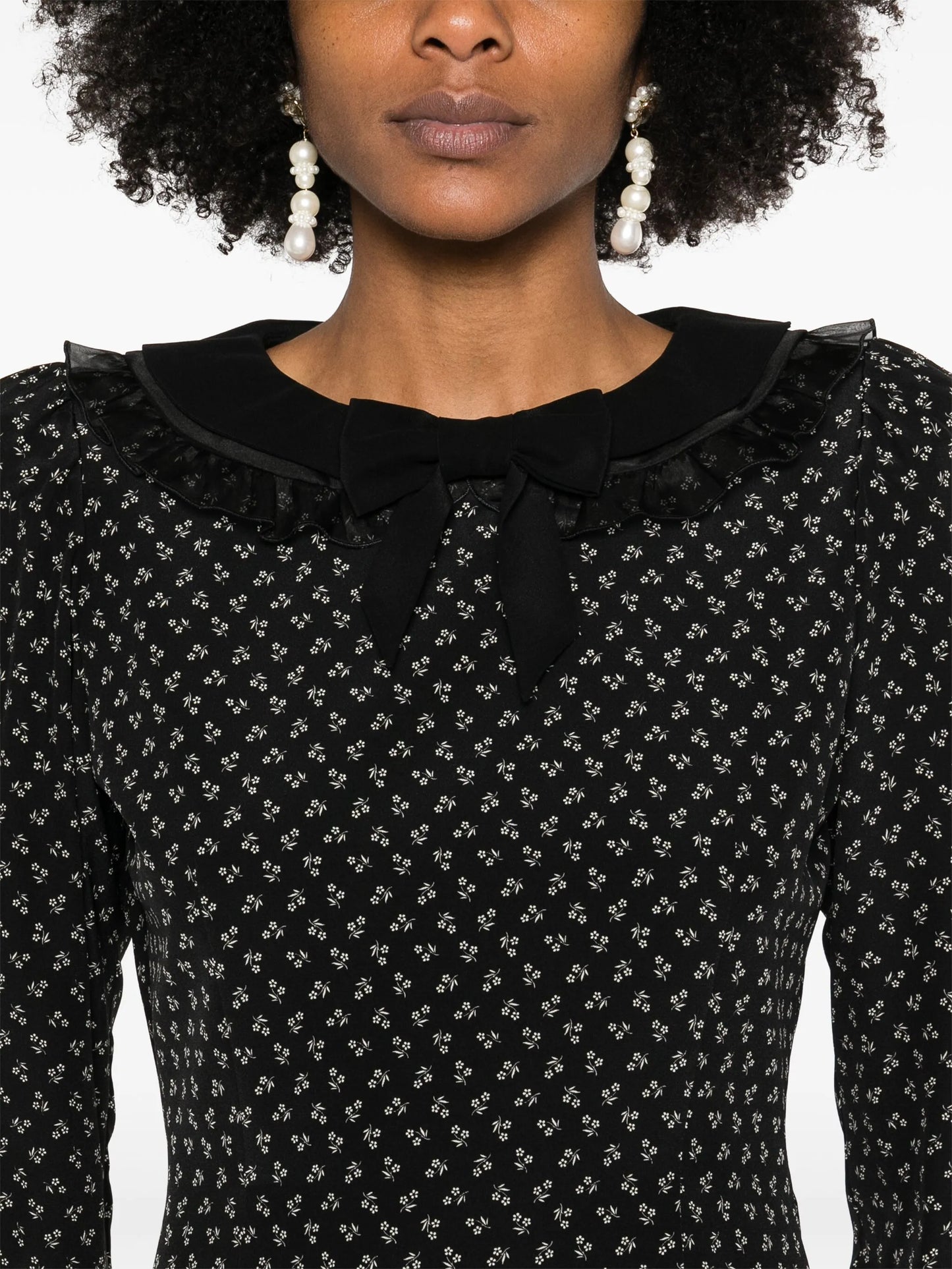 flower-print silk mini dress