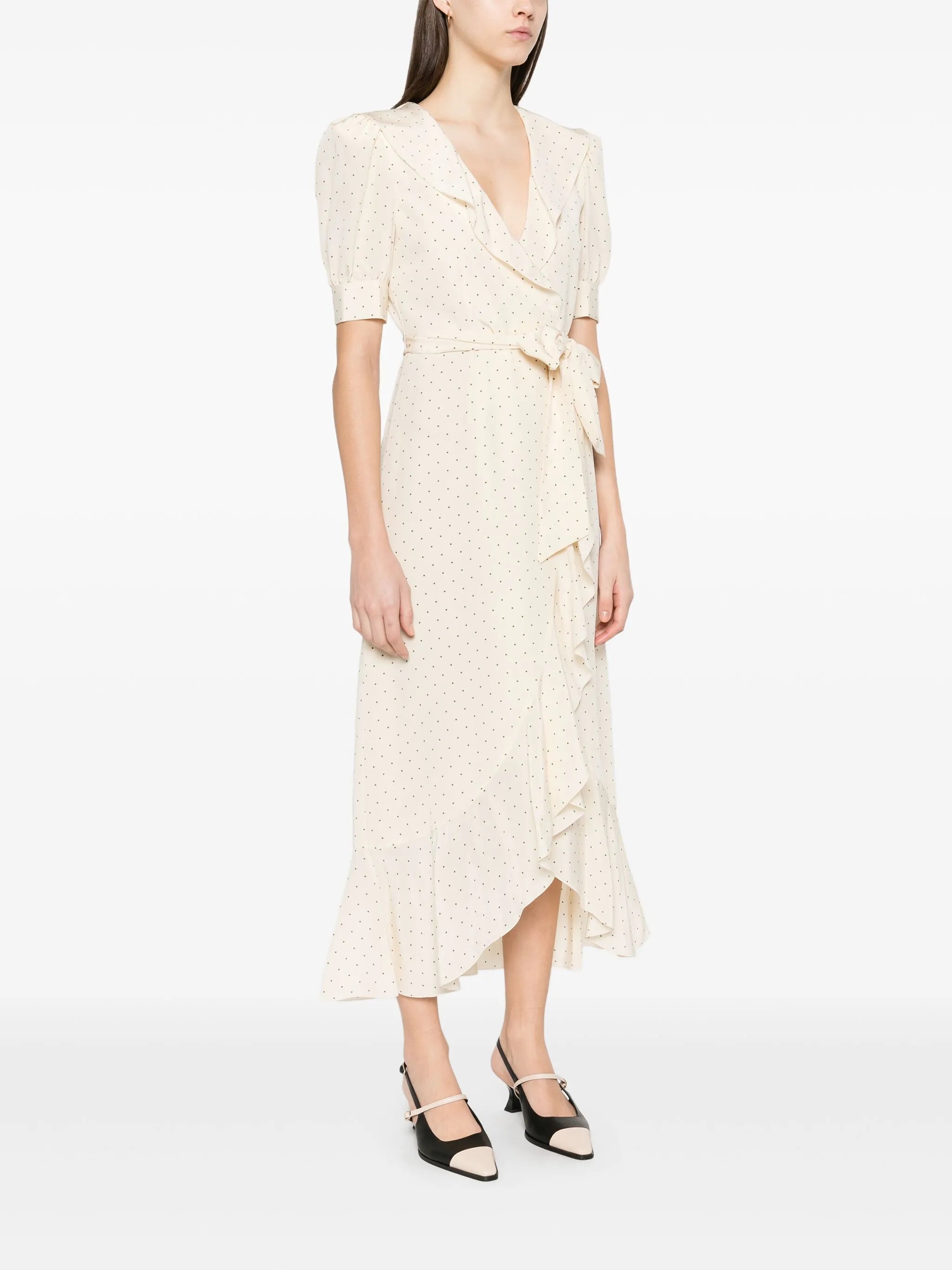 polka-dot wrap midi dress