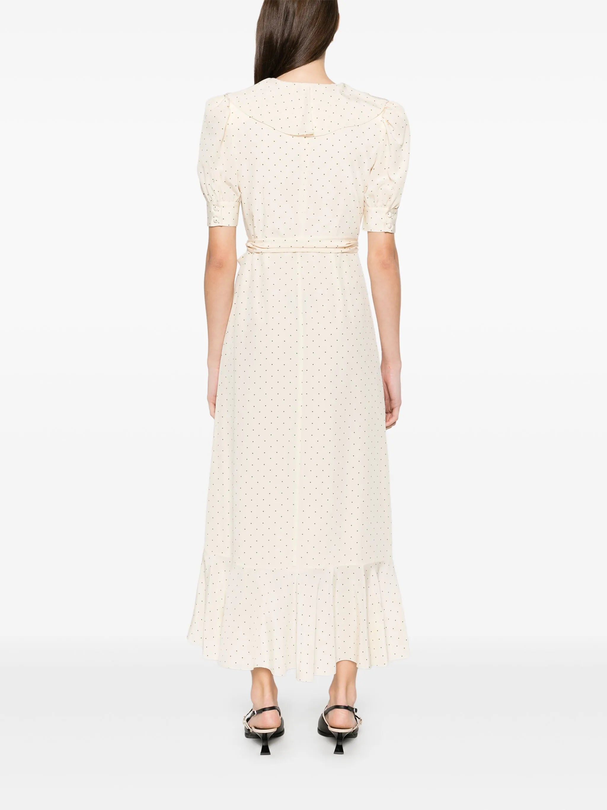 polka-dot wrap midi dress