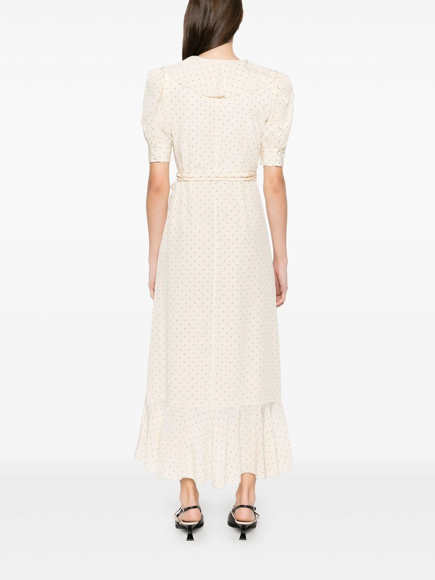 polka-dot wrap midi dress
