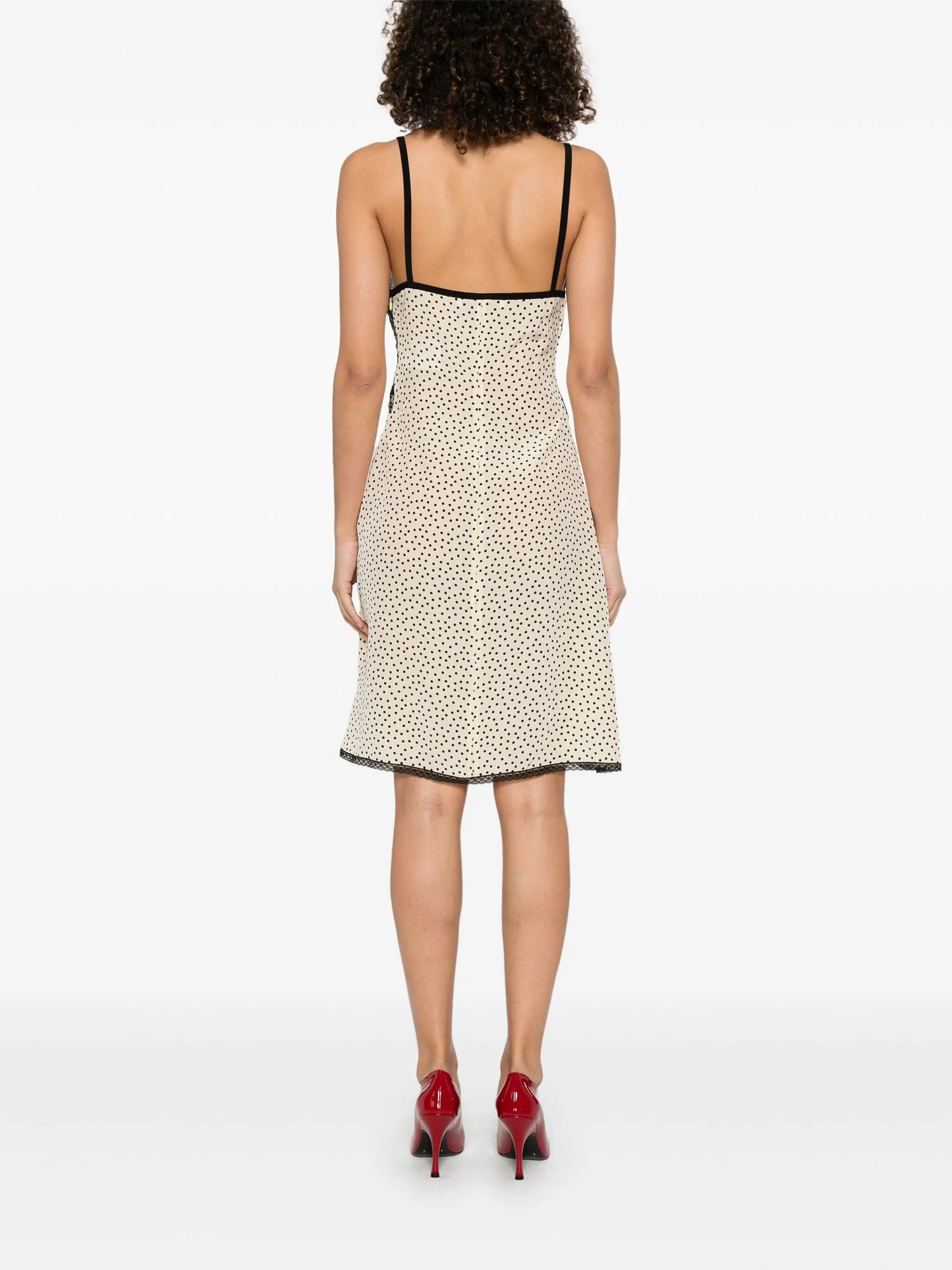 polka-dot-print lace-intarsia mini dress