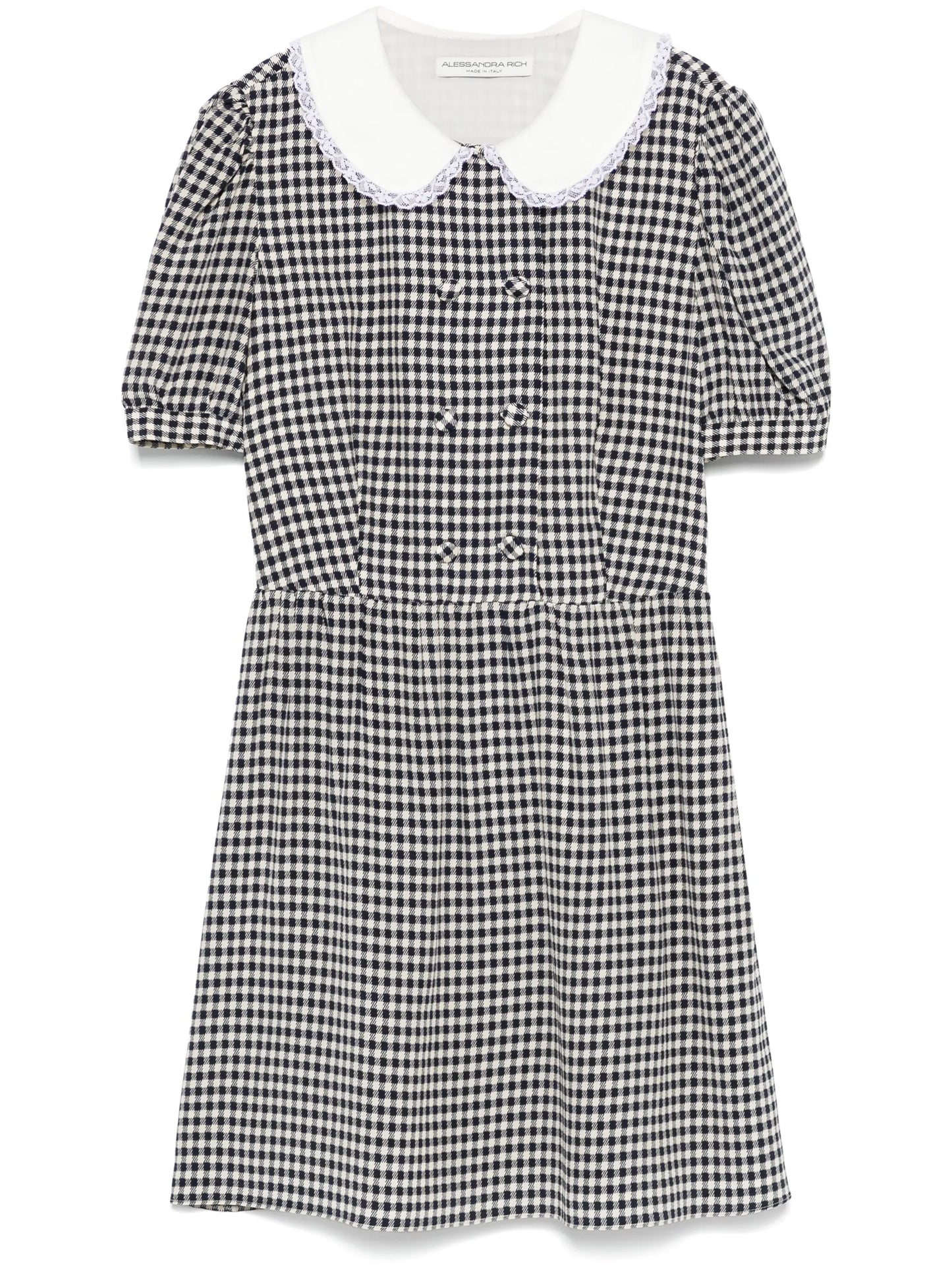 vichy-print silk mini dress