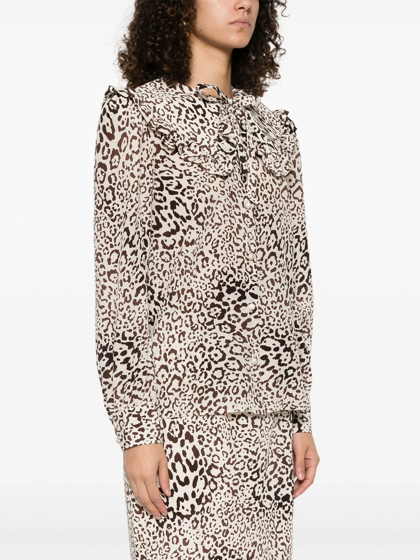 leopard-print silk blouse