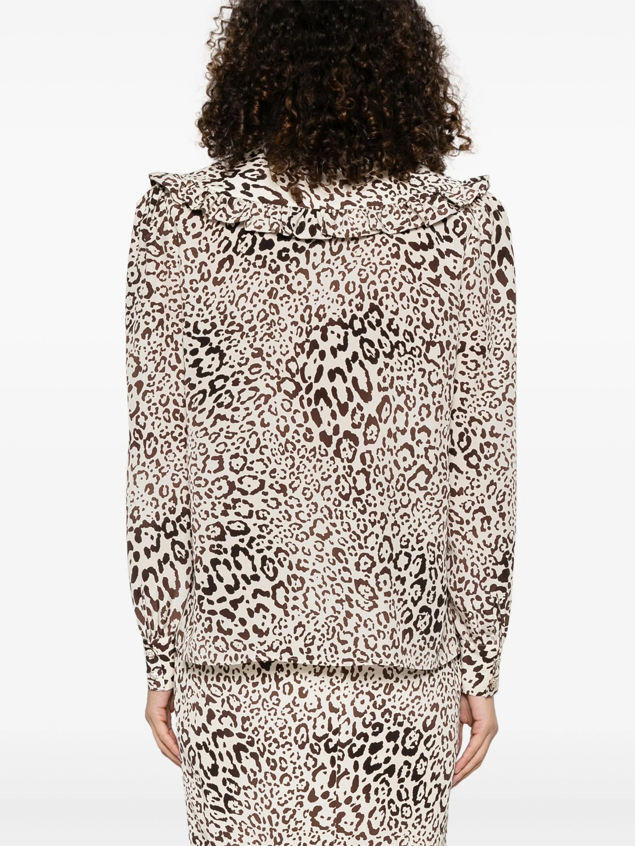 leopard-print silk blouse