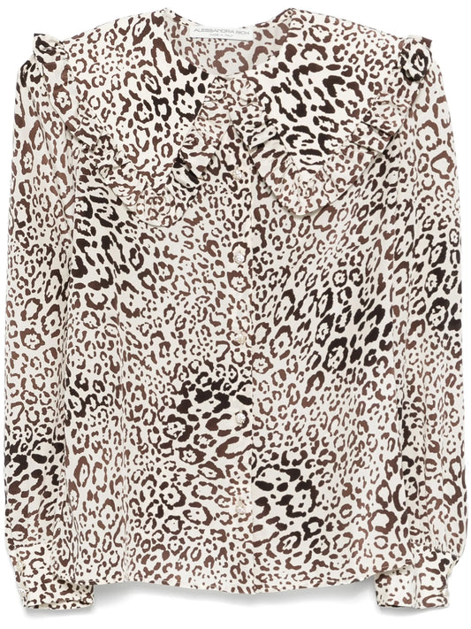 leopard-print silk blouse