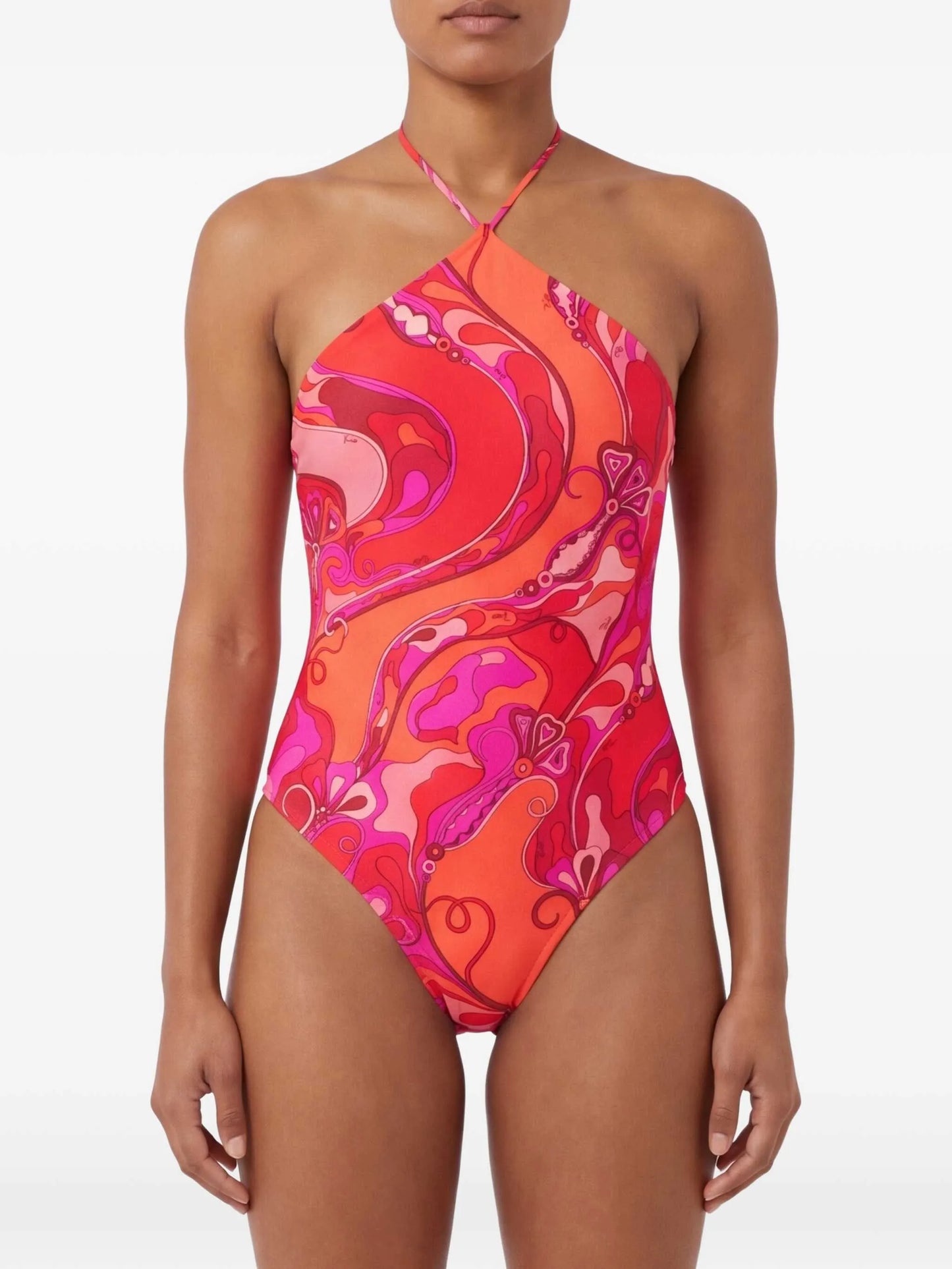 Orchidee-print swimsuit