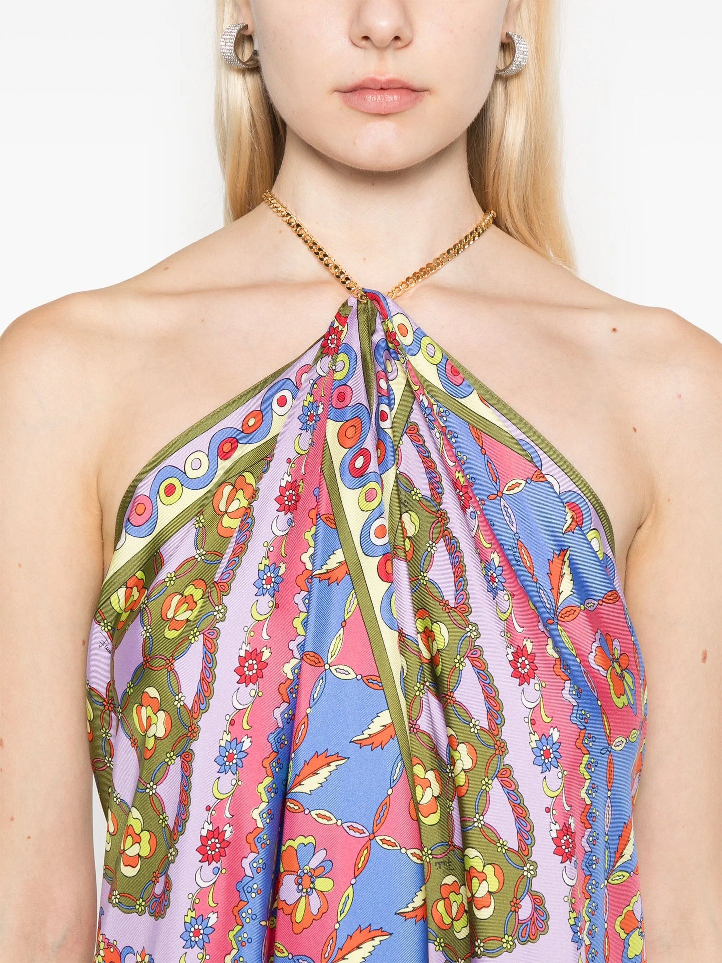 Festa-print silk midi dress