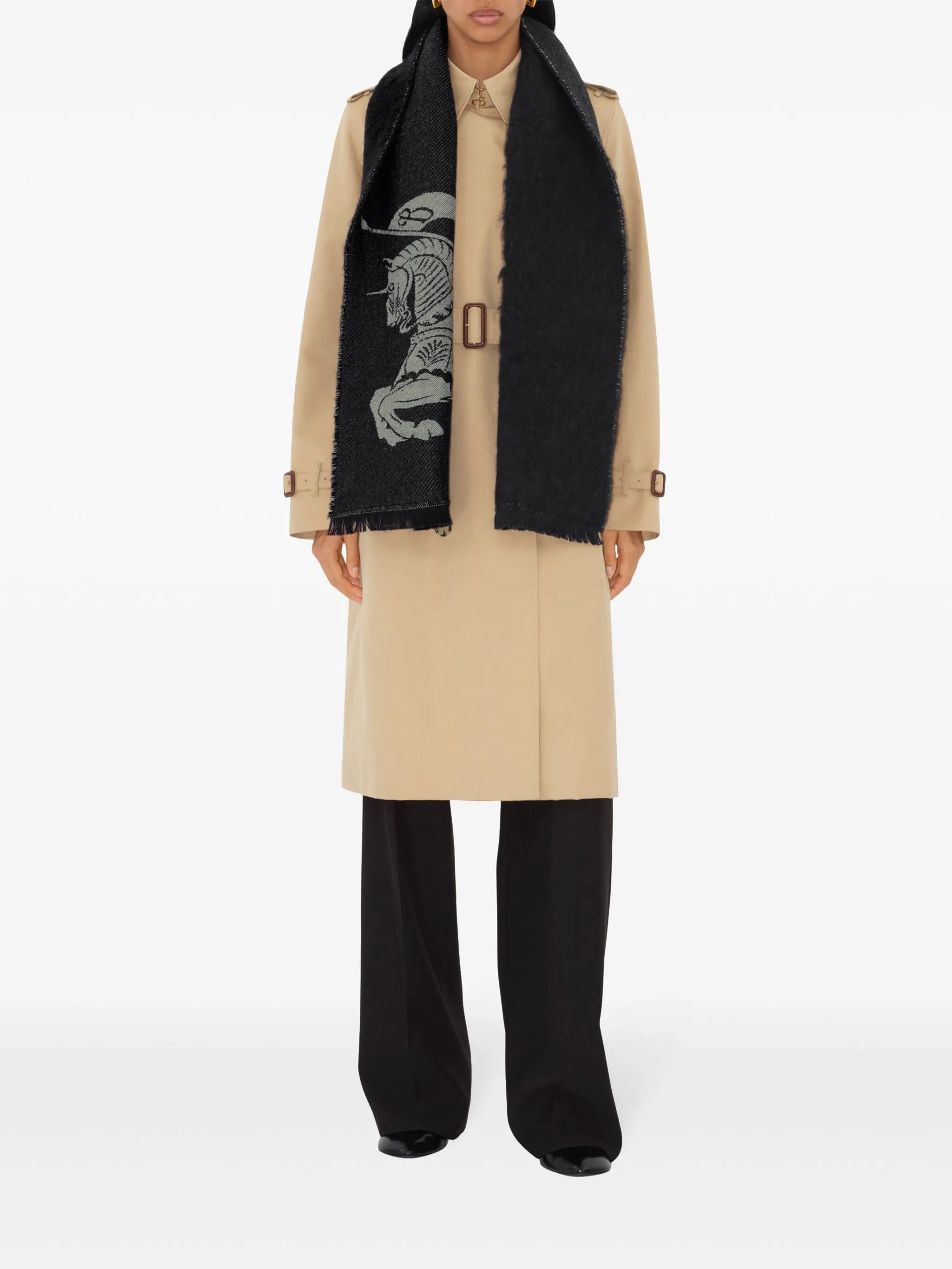 reversible logo wool scarf