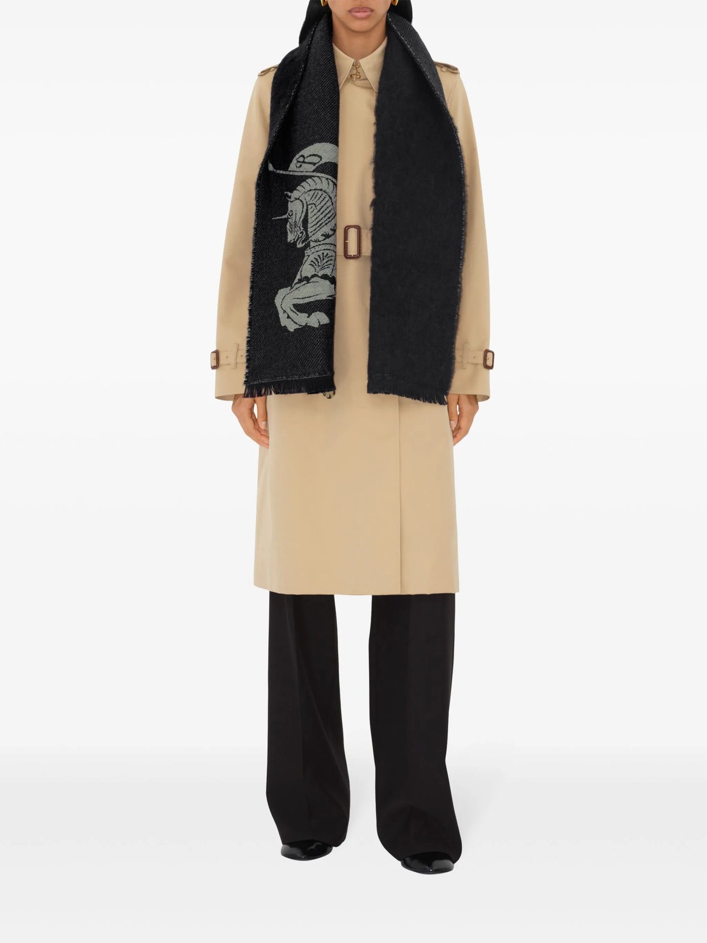 reversible logo wool scarf