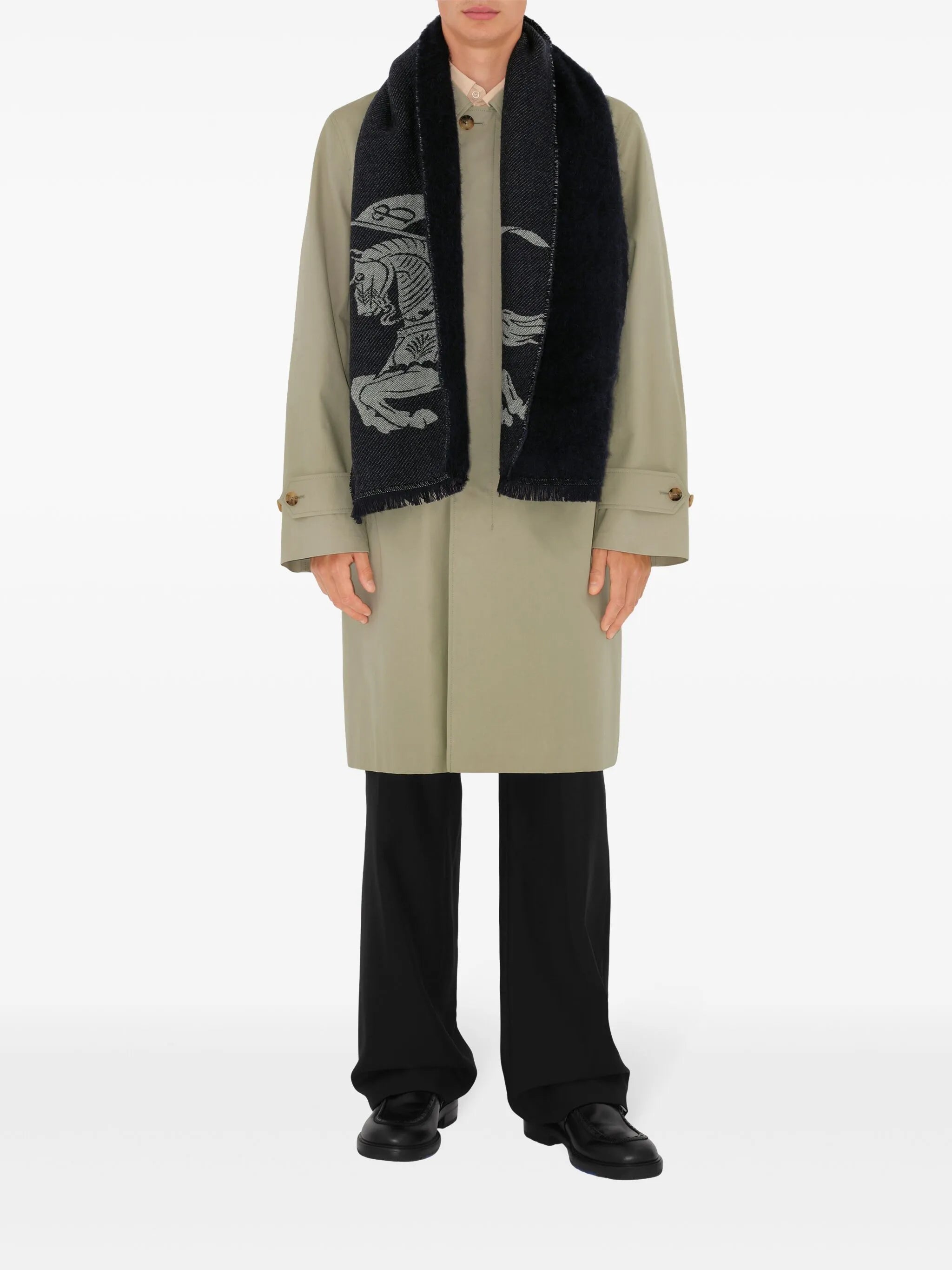 reversible logo wool scarf