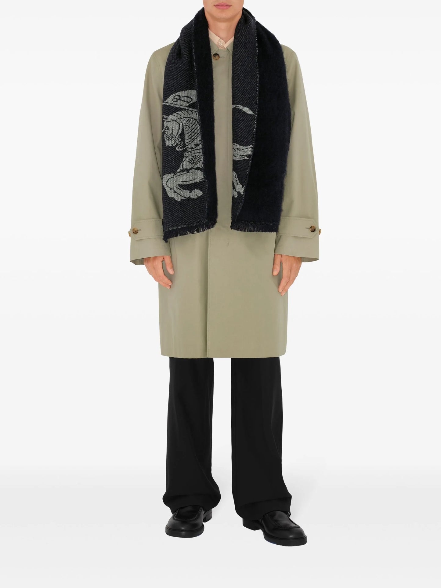 reversible logo wool scarf