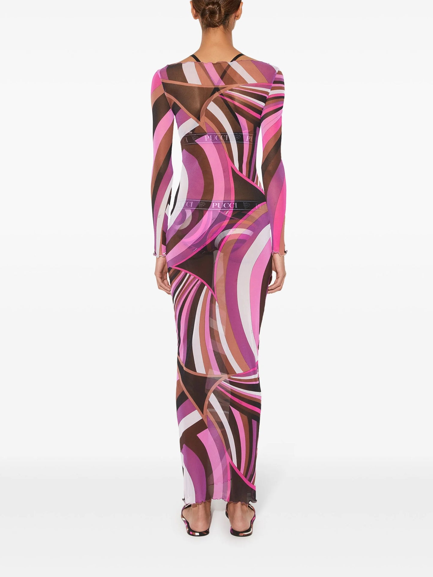 Iride-print tulle dress