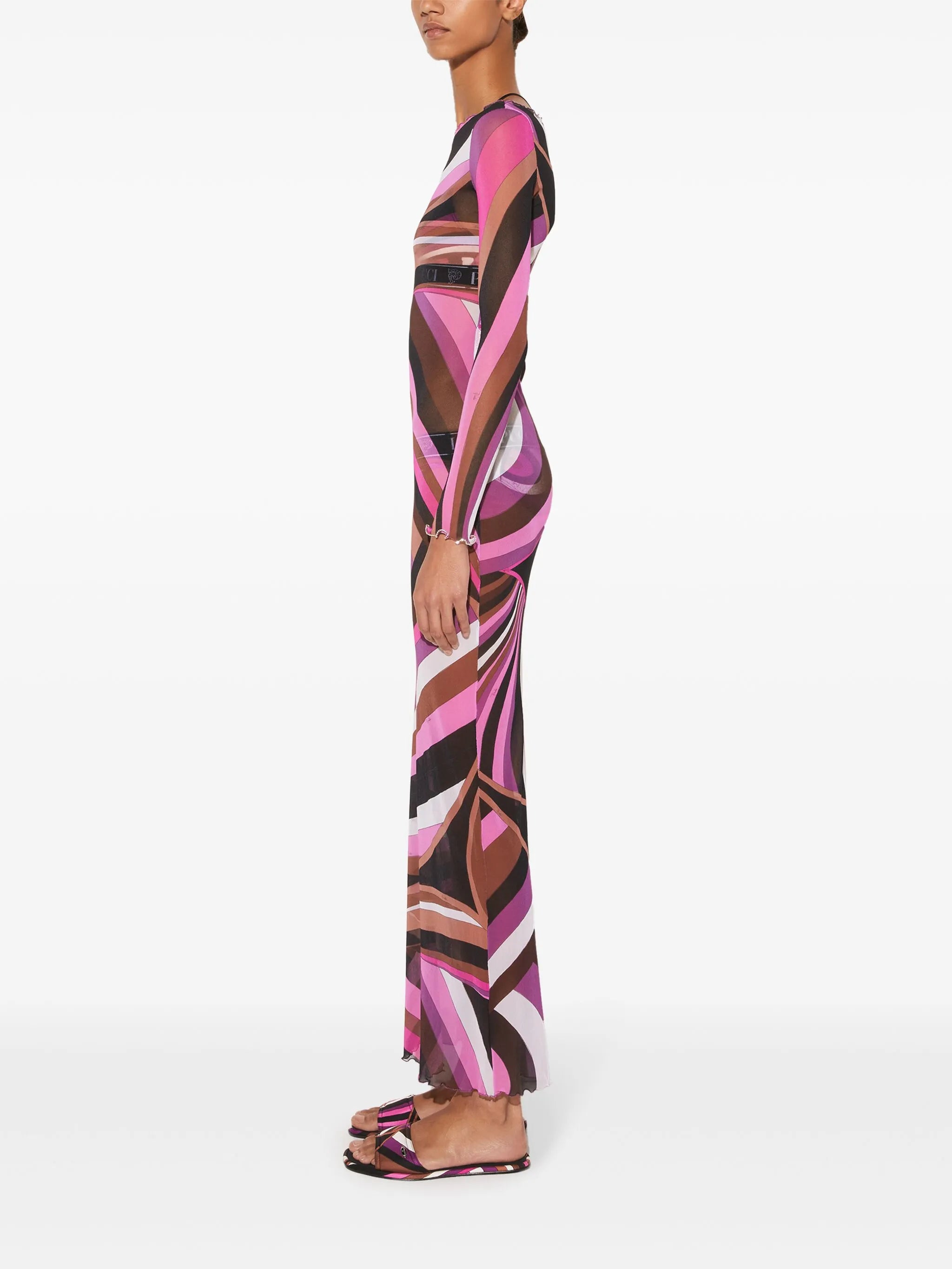 Iride-print tulle dress