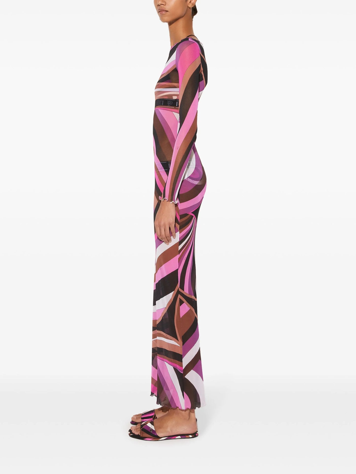 Iride-print tulle dress