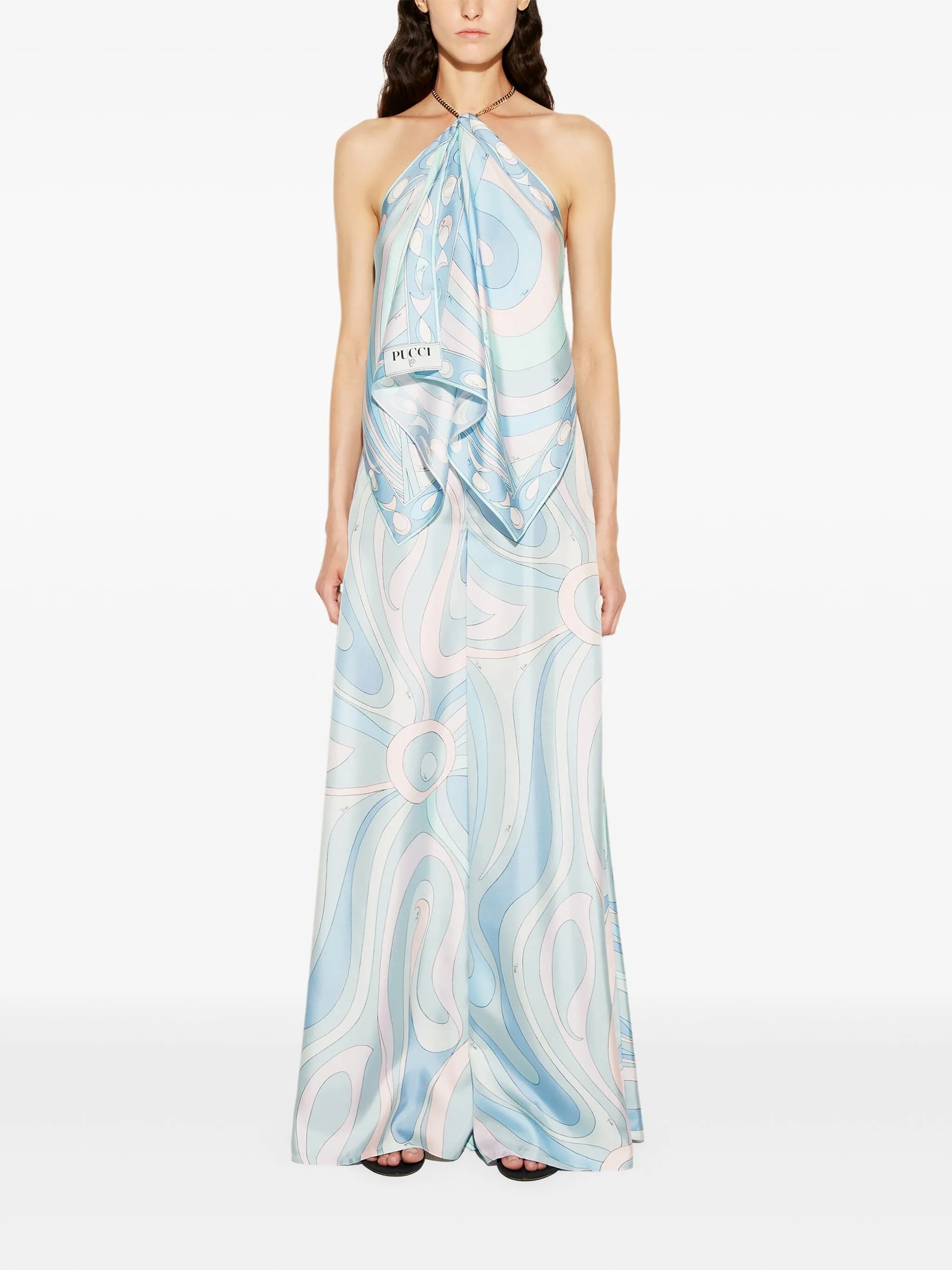 abstract-print halterneck top