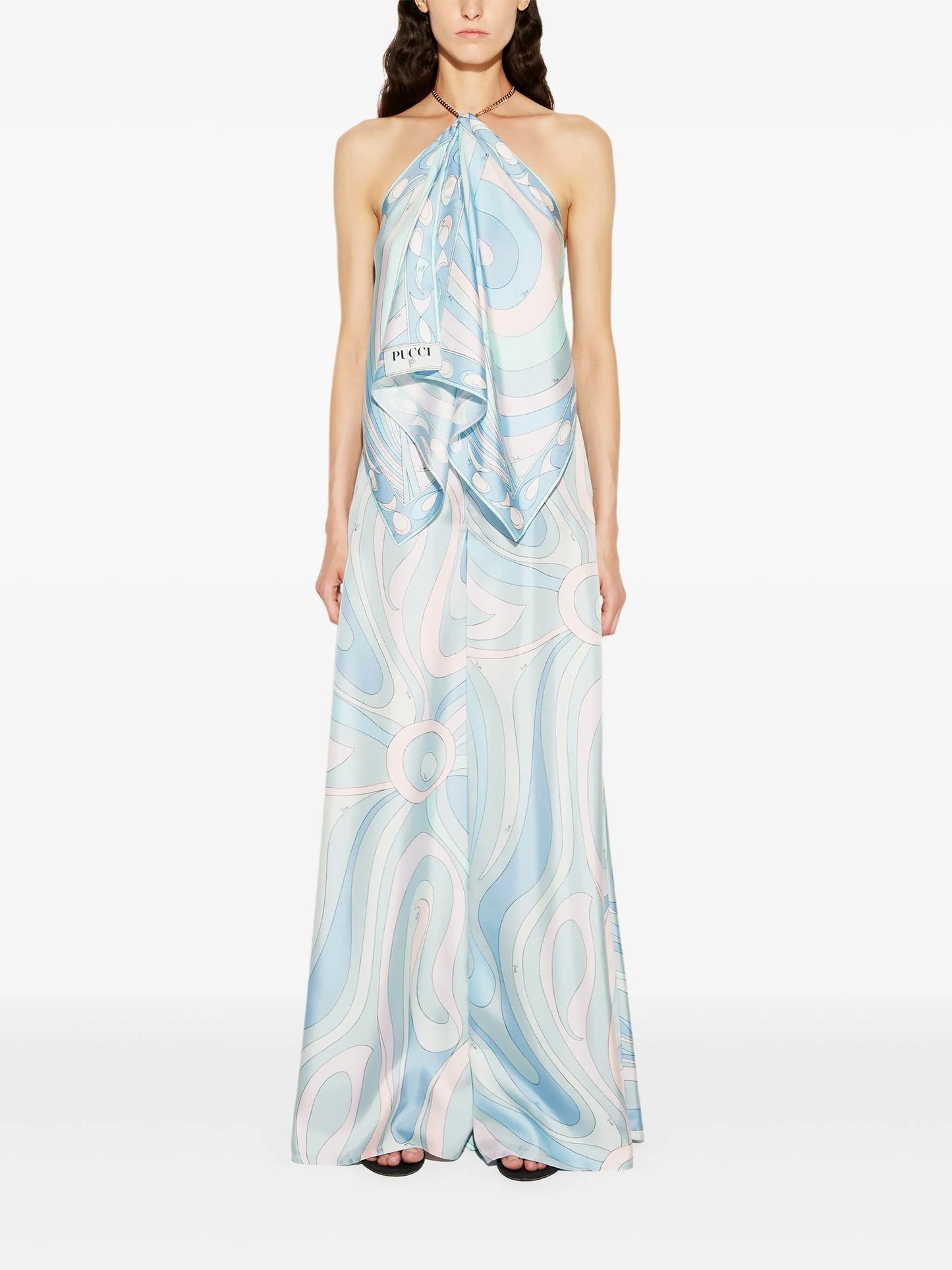 abstract-print halterneck top