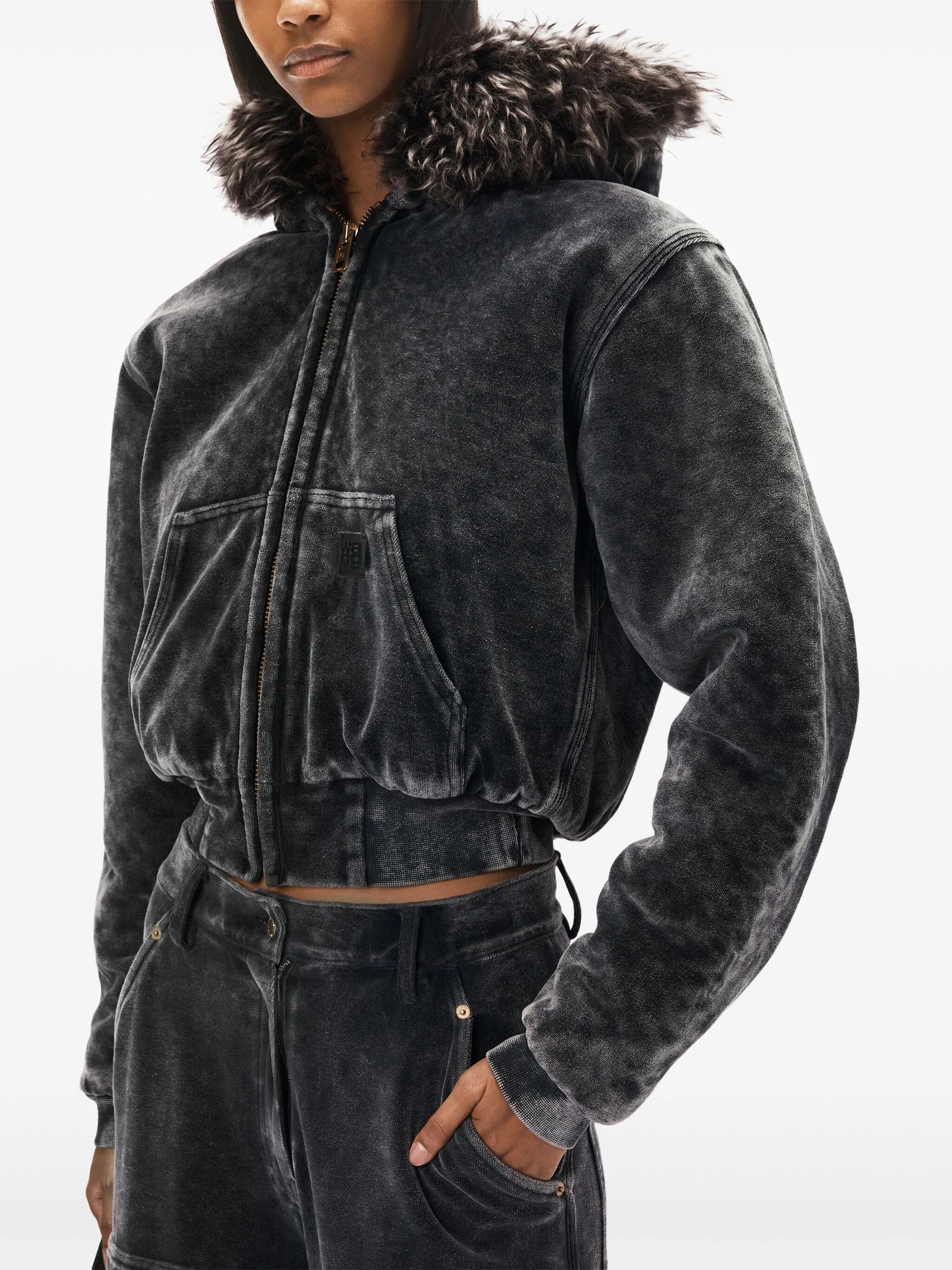 velour hooded jacket