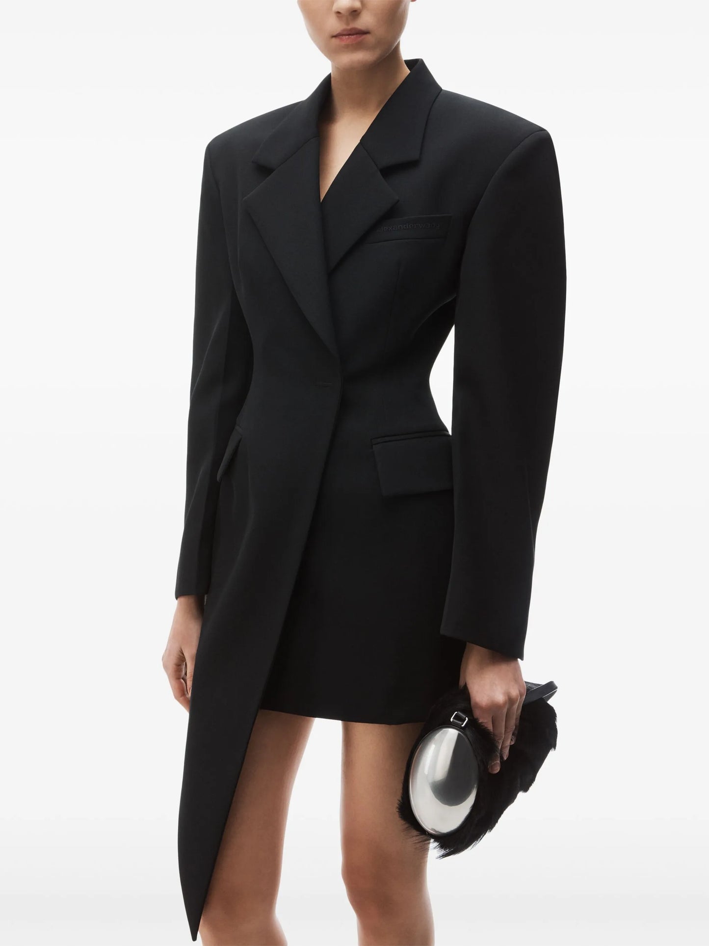 asymmetric blazer wool-twill mini dress