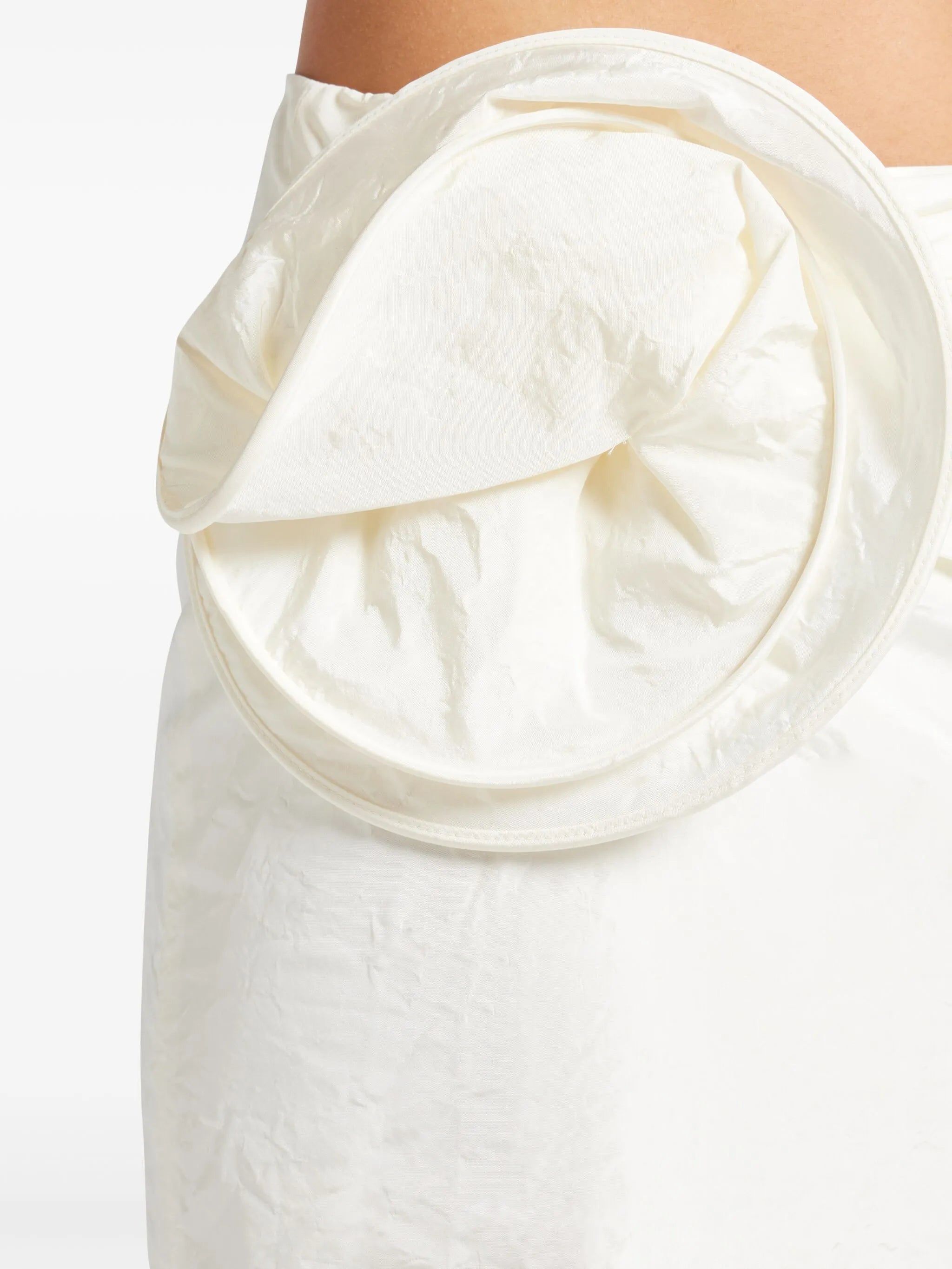 floral-appliqué taffeta midi skirt