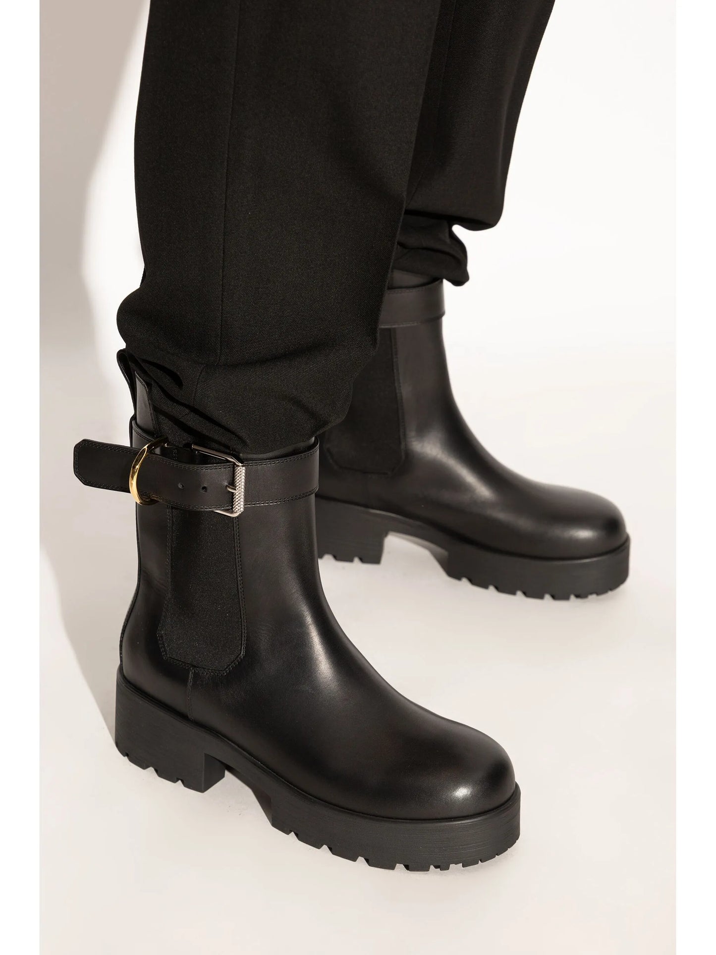 buckled leather boots
