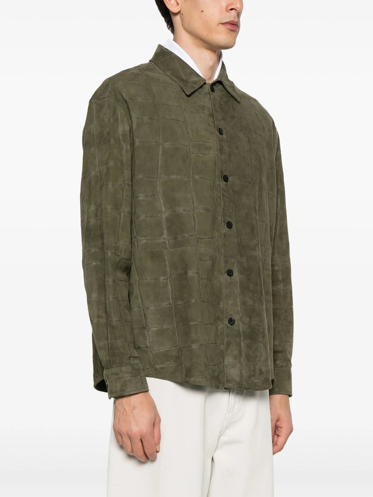 croc-embossed leather shirt
