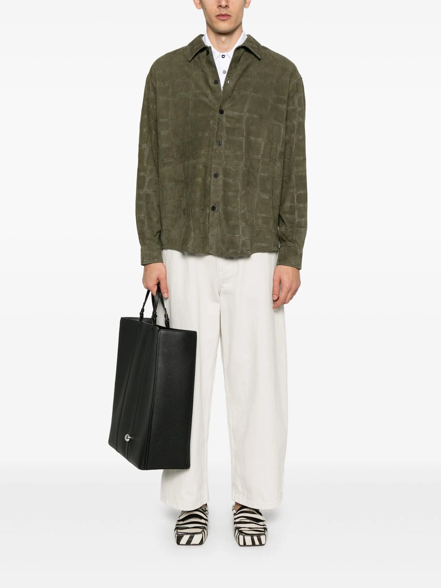 croc-embossed leather shirt