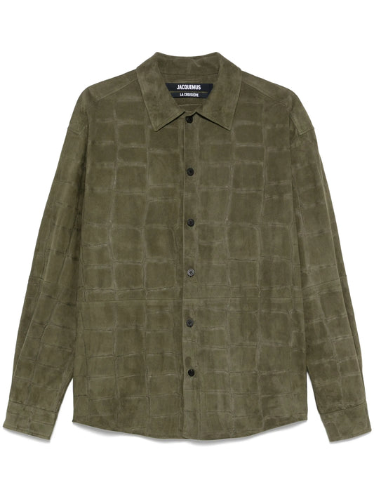 croc-embossed leather shirt