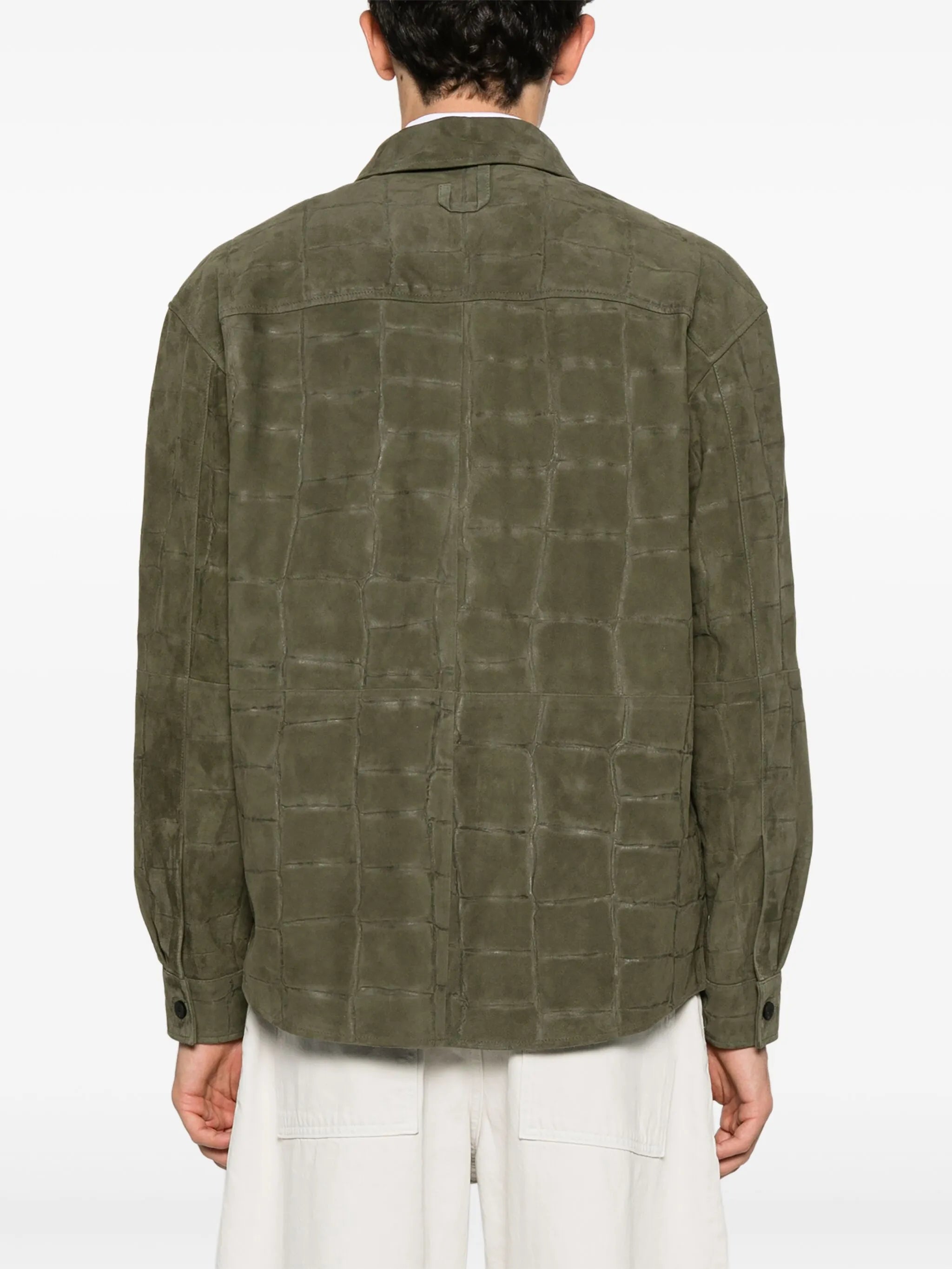 croc-embossed leather shirt