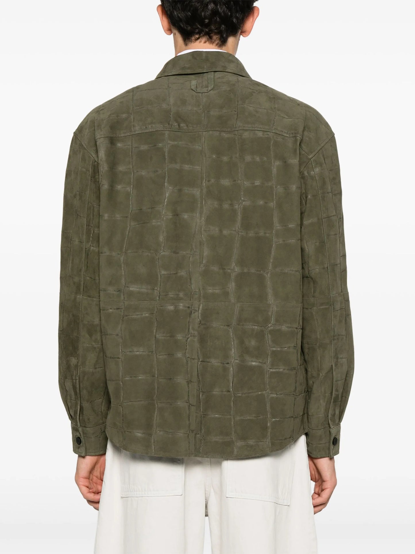 croc-embossed leather shirt
