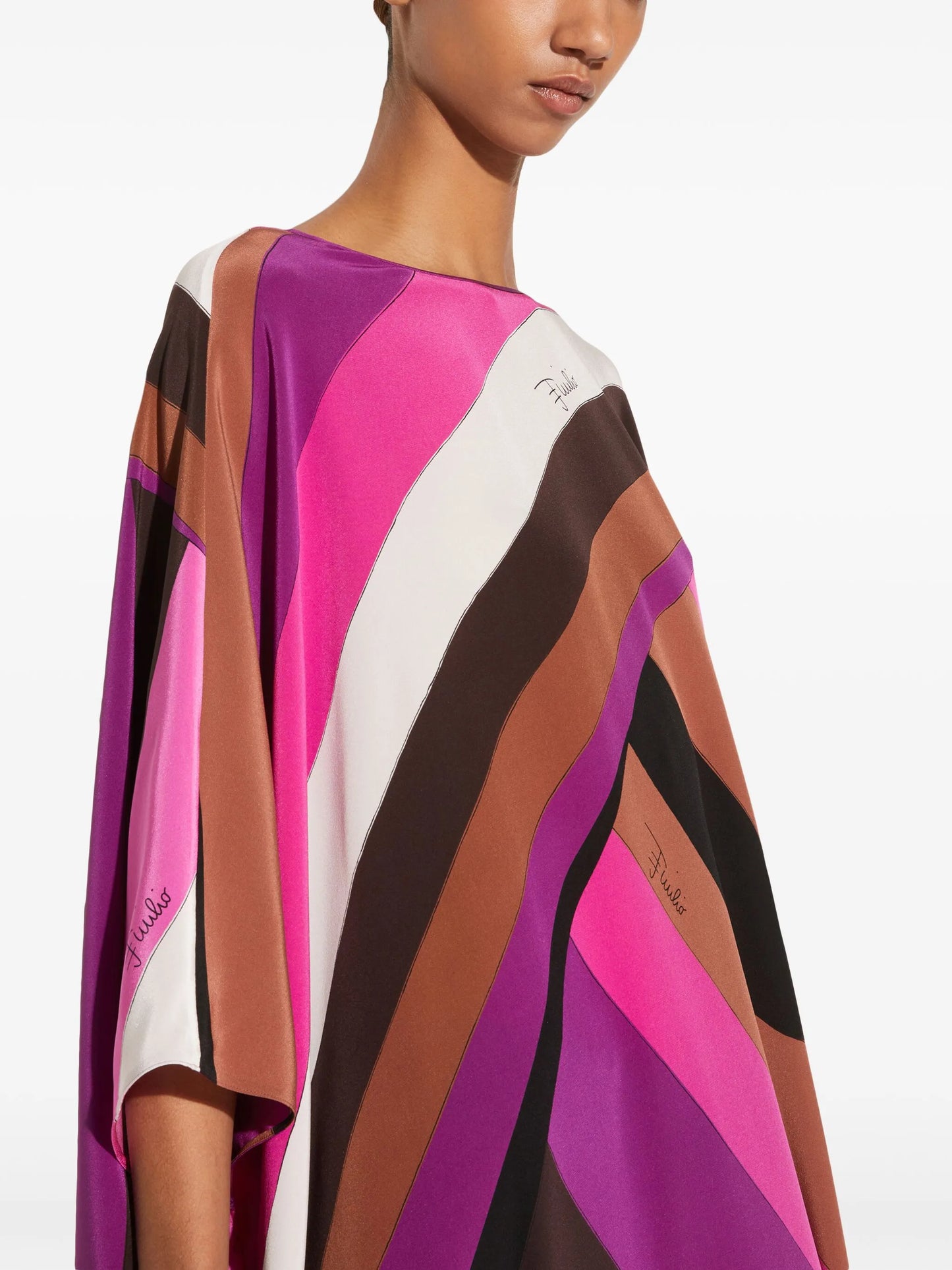 Iride-print silk kaftan