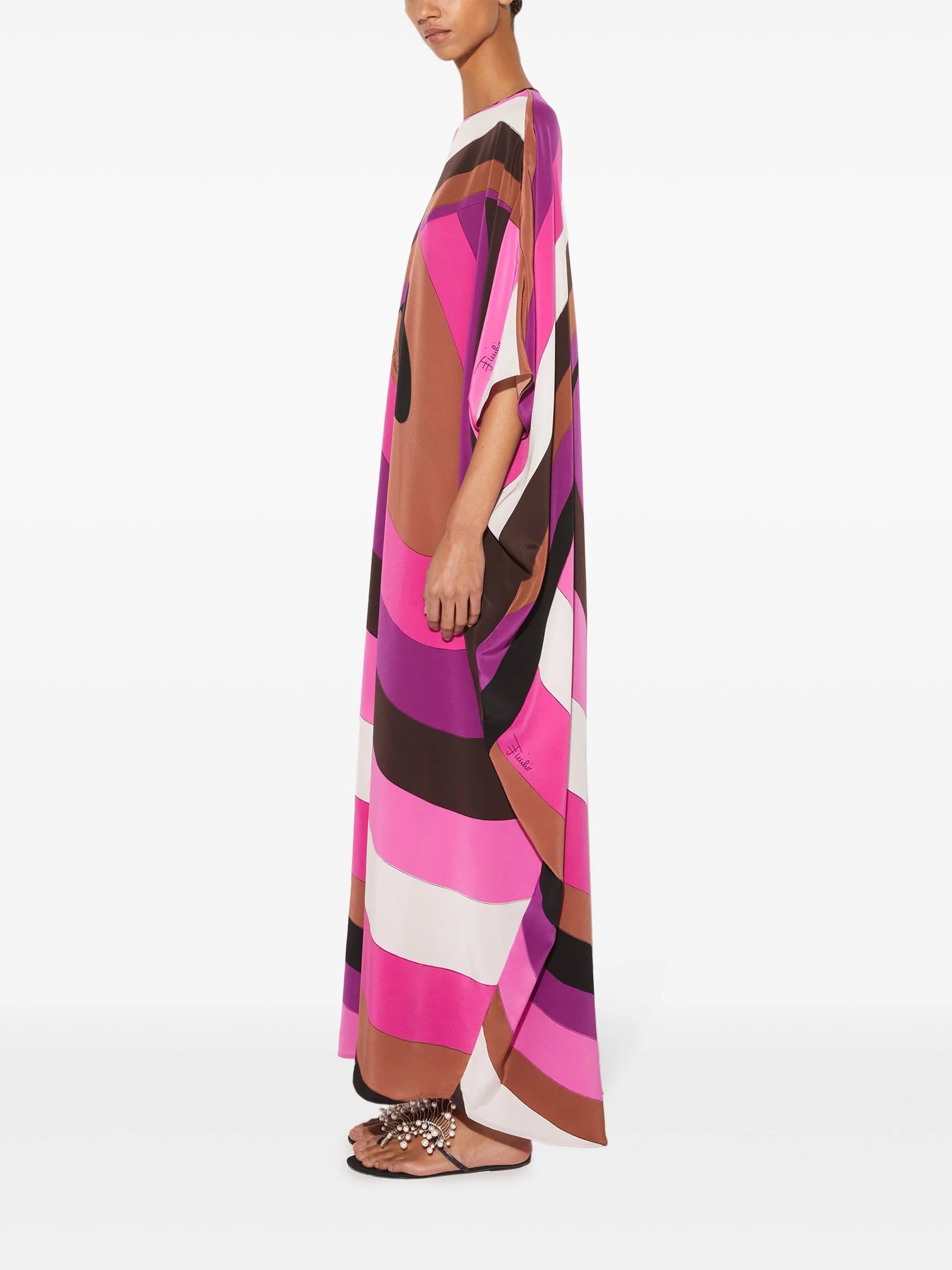 Iride-print silk kaftan