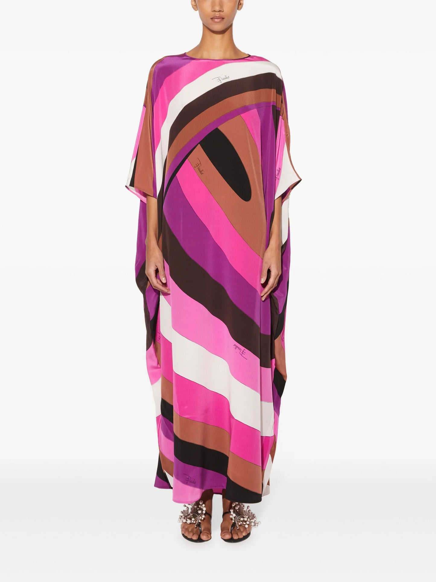 Iride-print silk kaftan