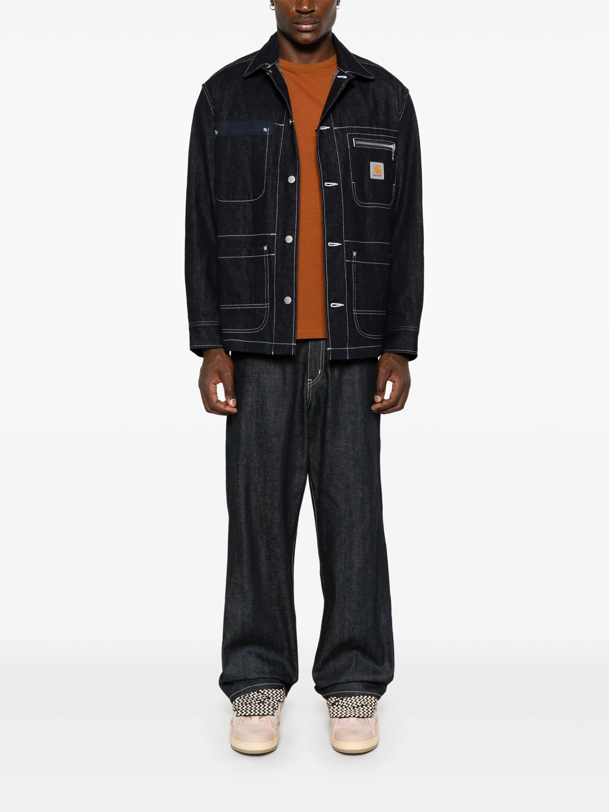x Carhartt logo-patch coat