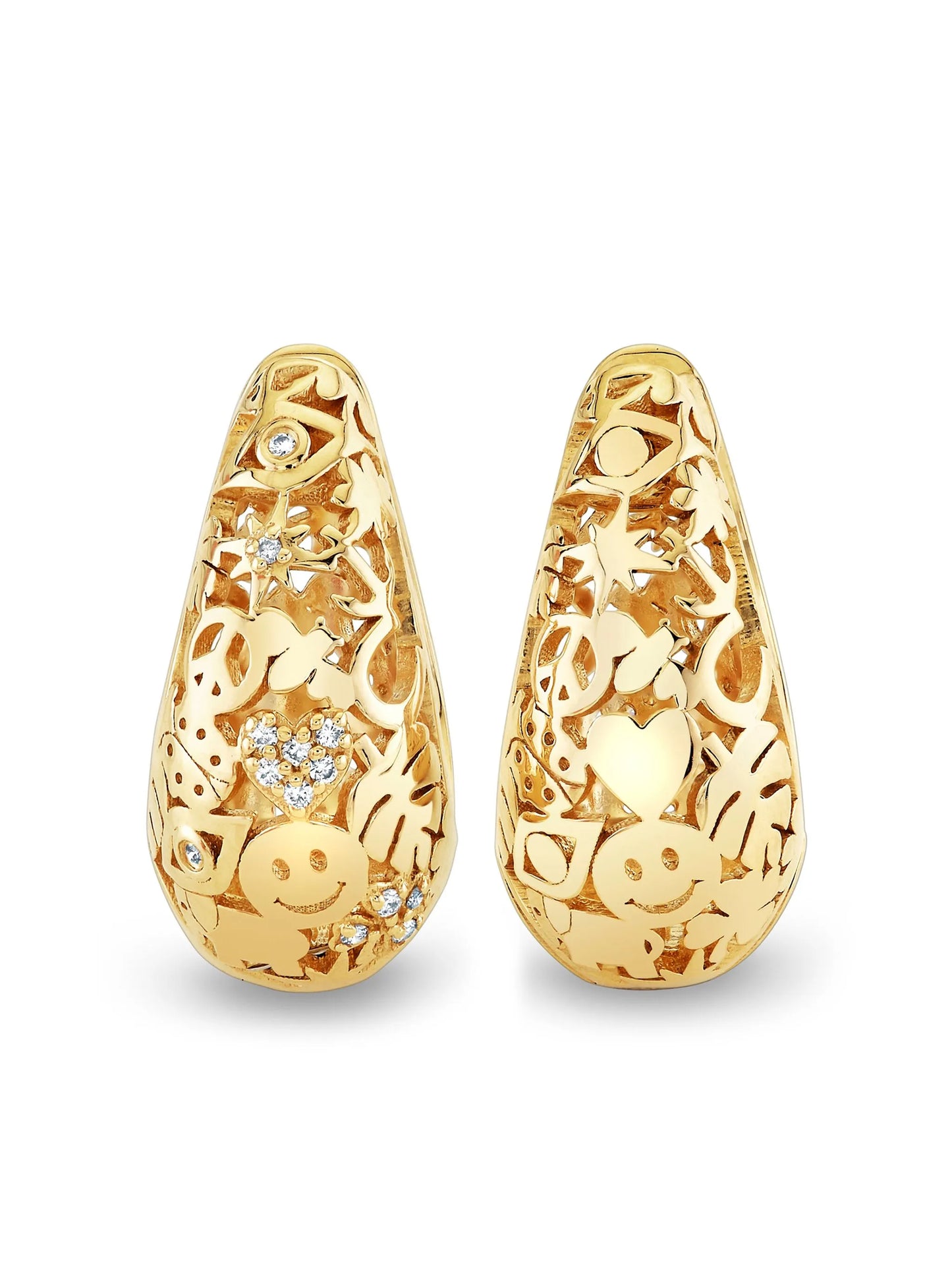 14kt yellow gold Icon Wallpaper hoop earrings