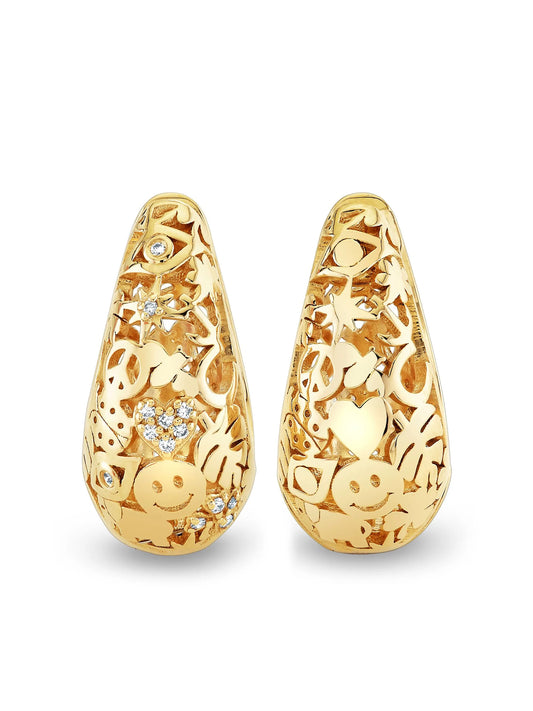 14kt yellow gold Icon Wallpaper hoop earrings