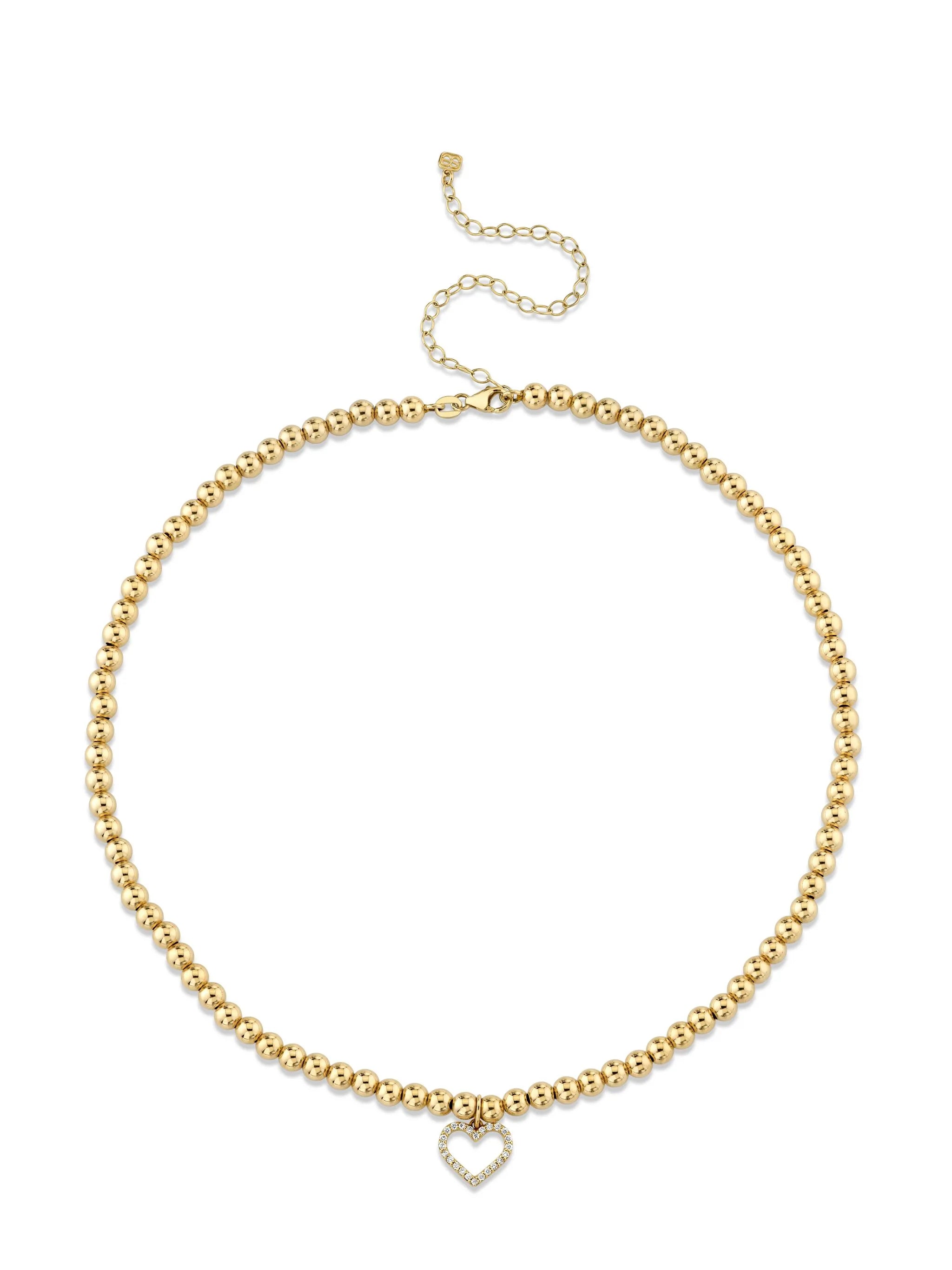 14kt yellow gold Open Heart diamond choker