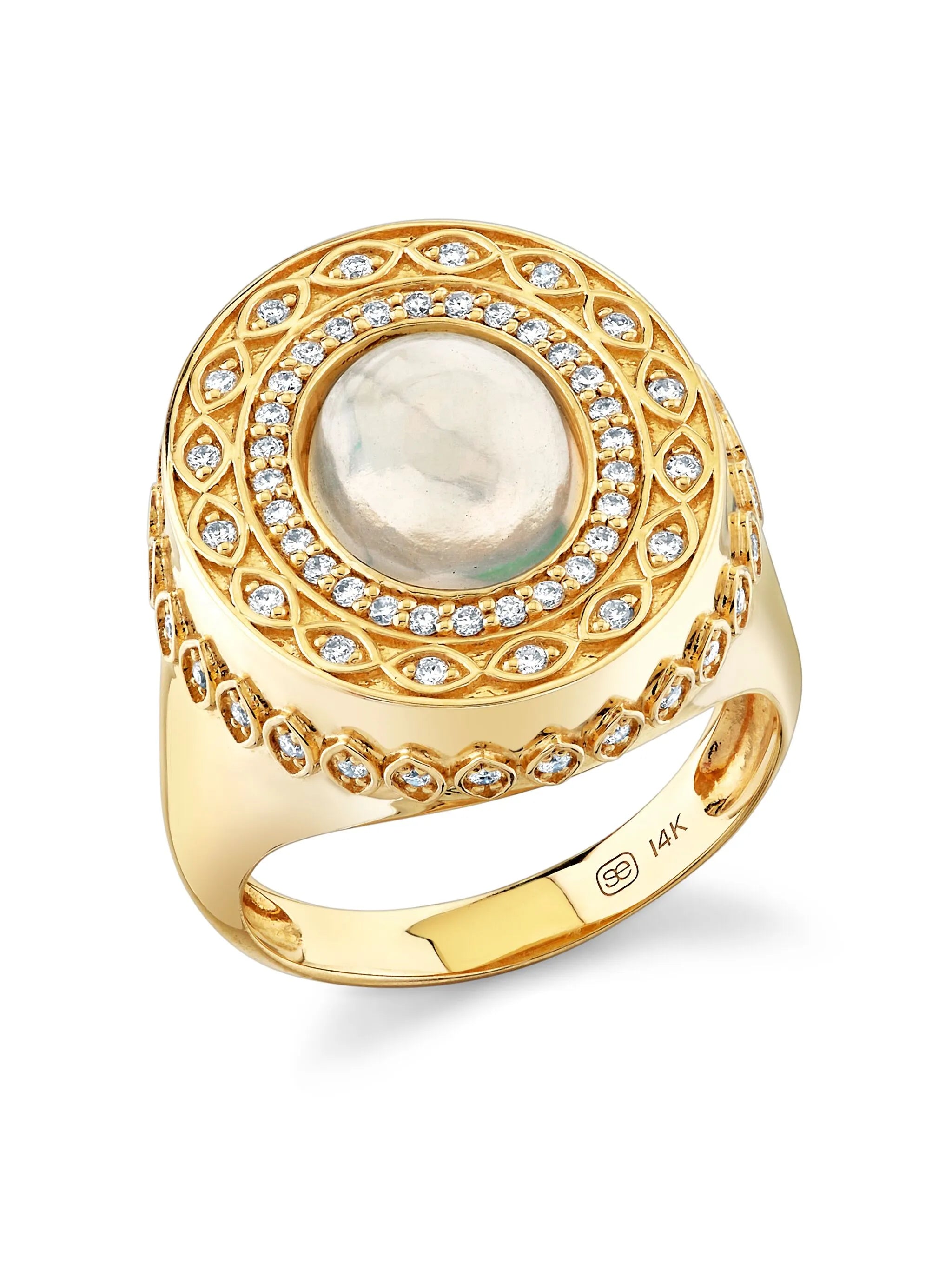 14kt yellow gold Marquise Eye diamond signet ring