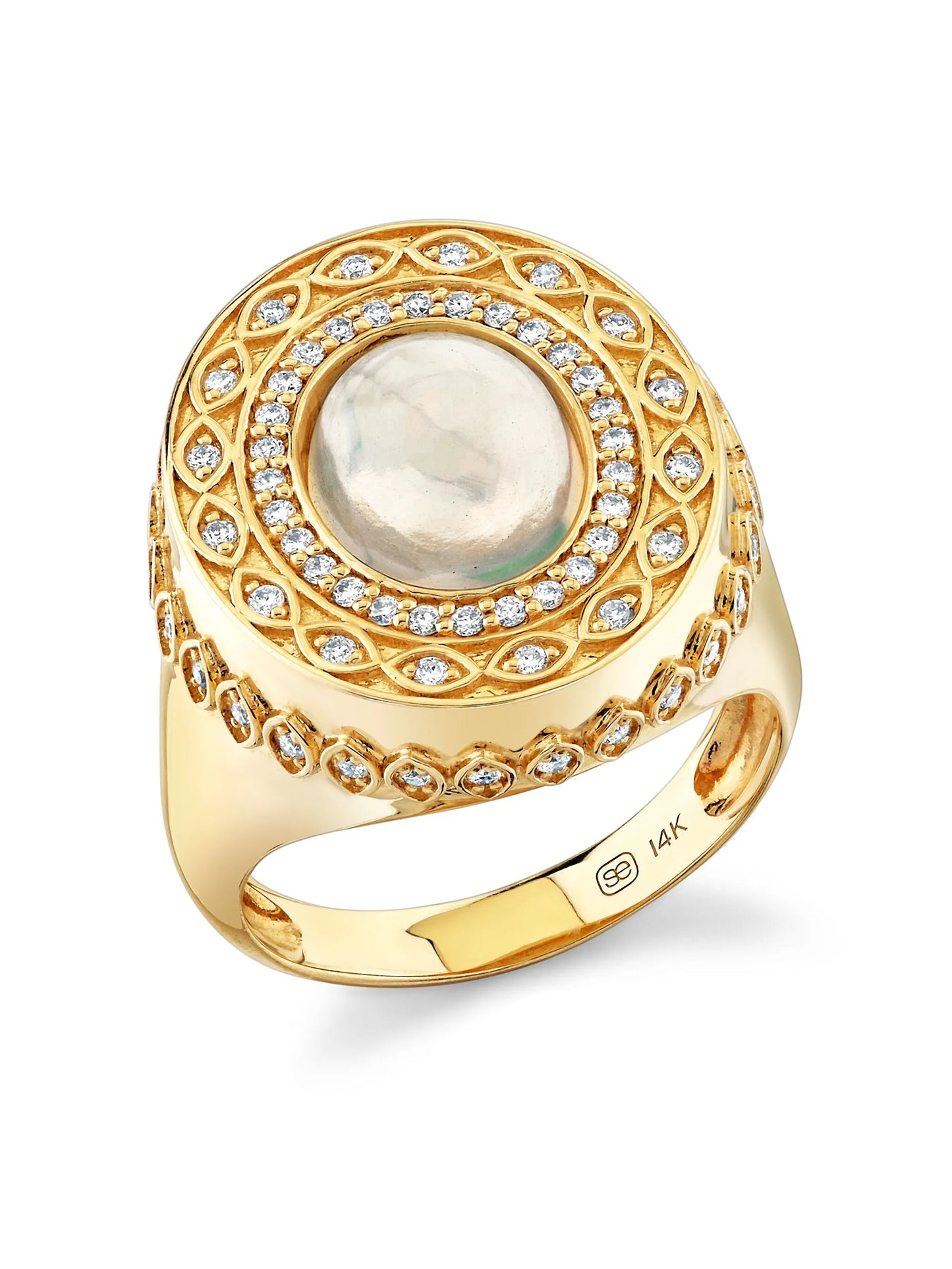 14kt yellow gold Marquise Eye diamond signet ring
