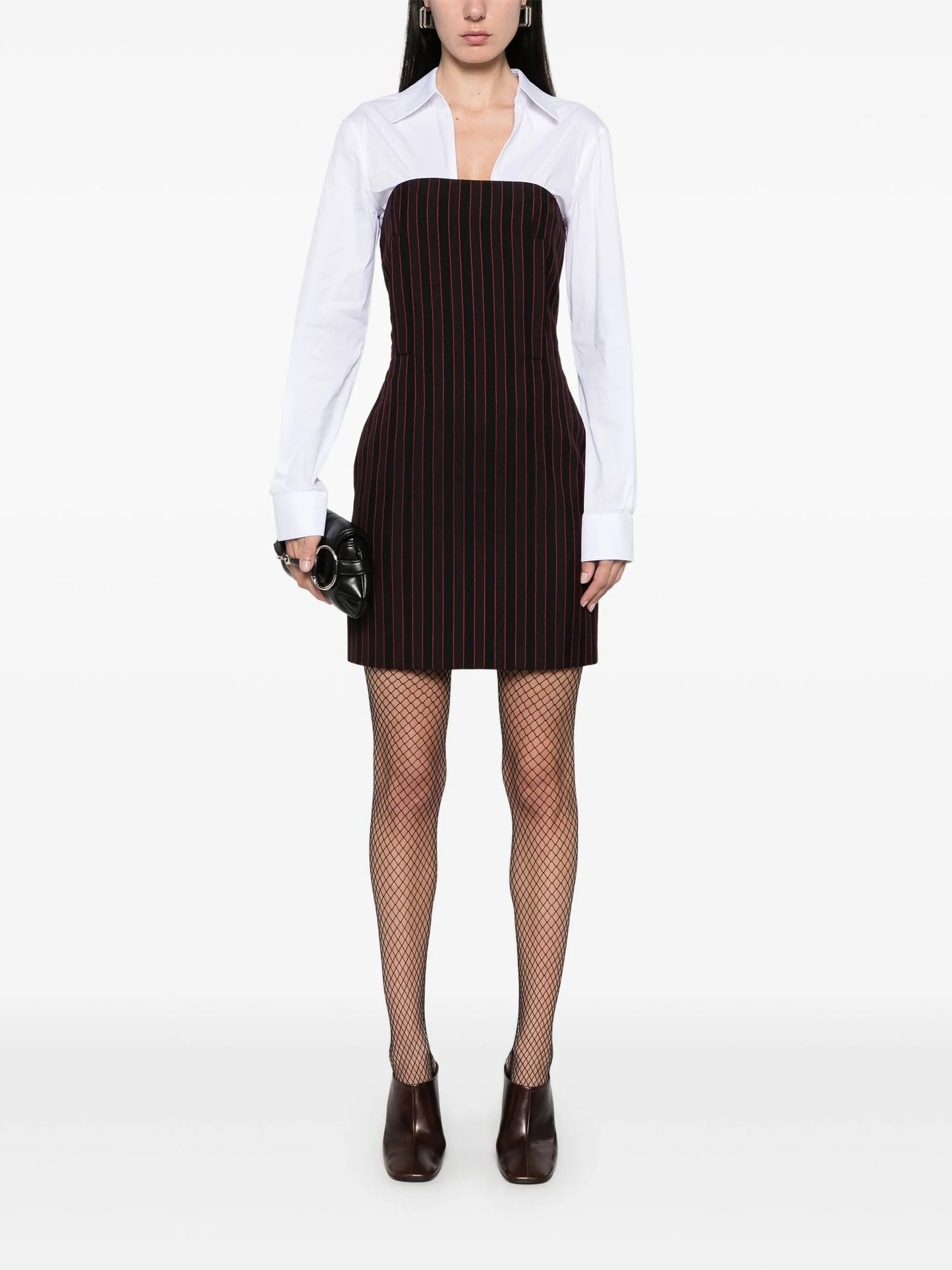 pinstriped mini dress
