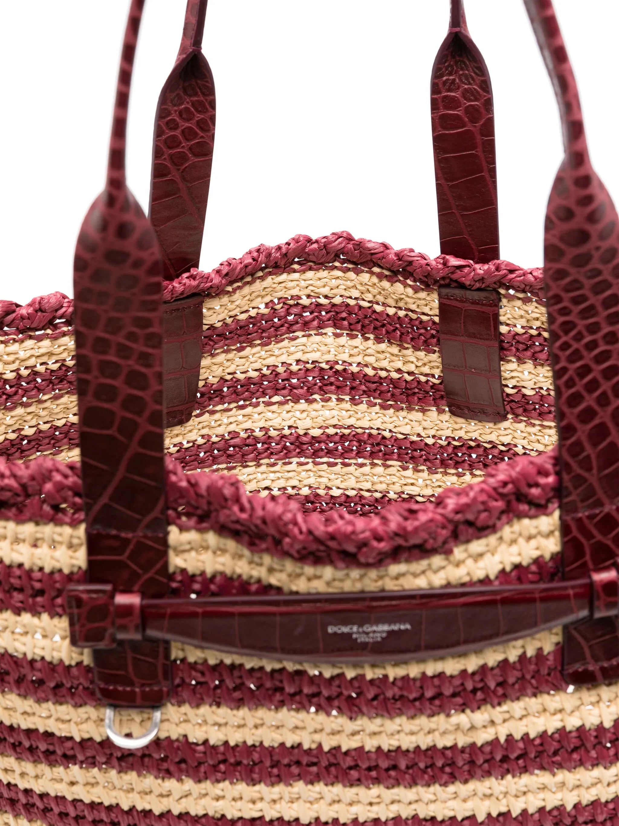 striped raffia tote bag