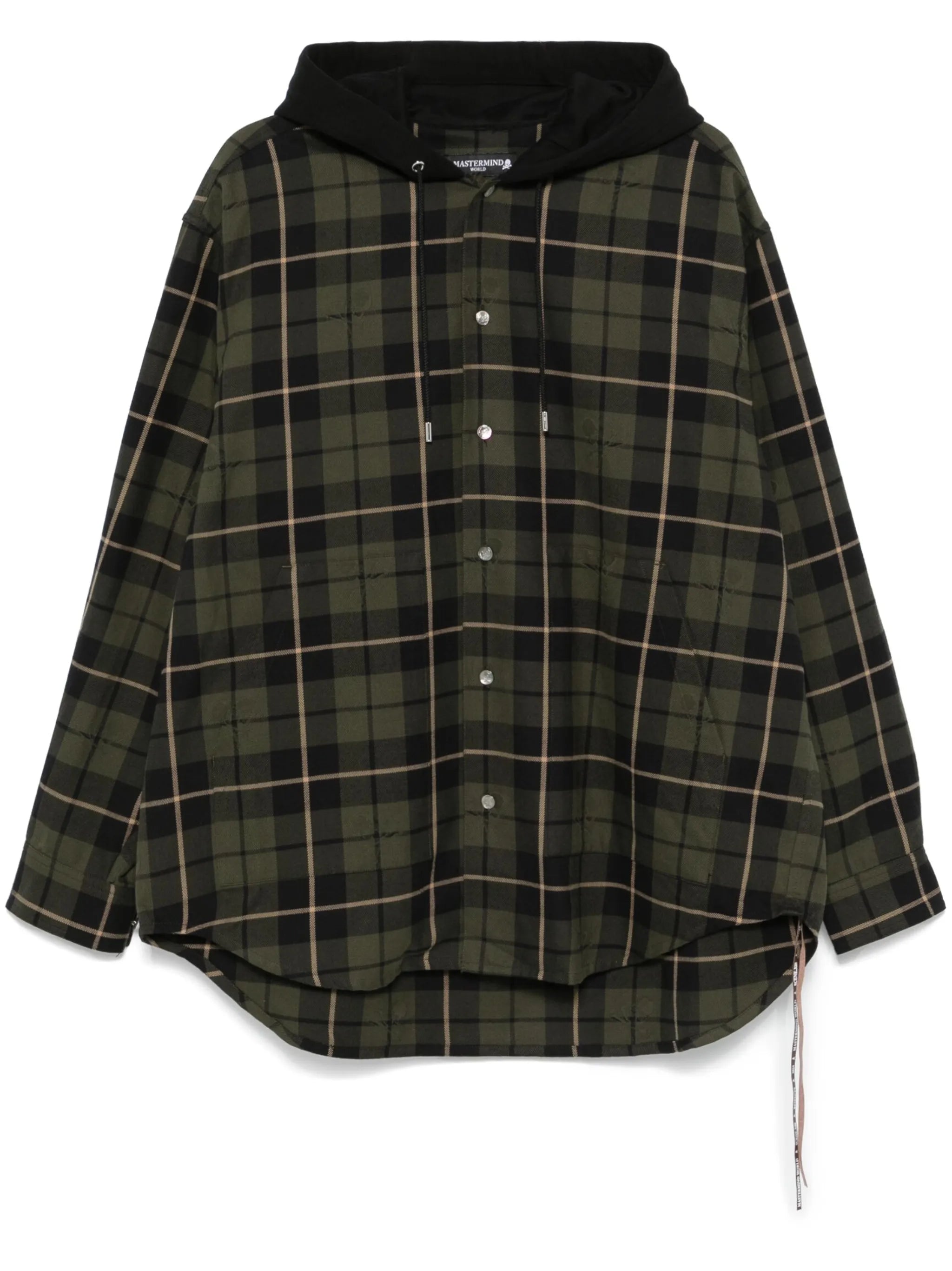 plaid-check hooded jacket