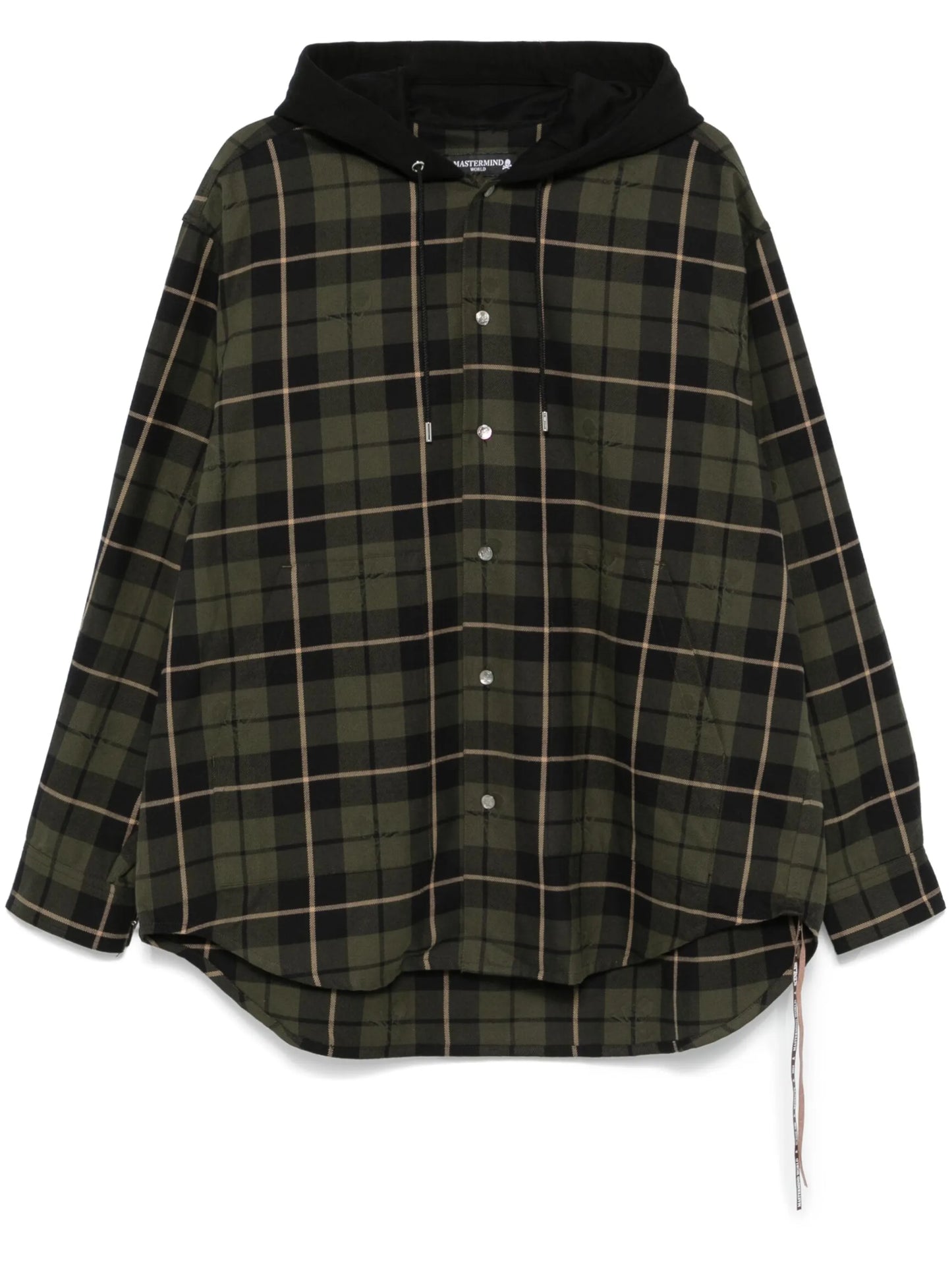 plaid-check hooded jacket