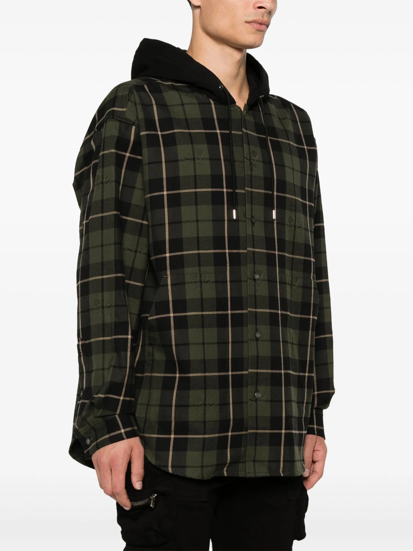 plaid-check hooded jacket
