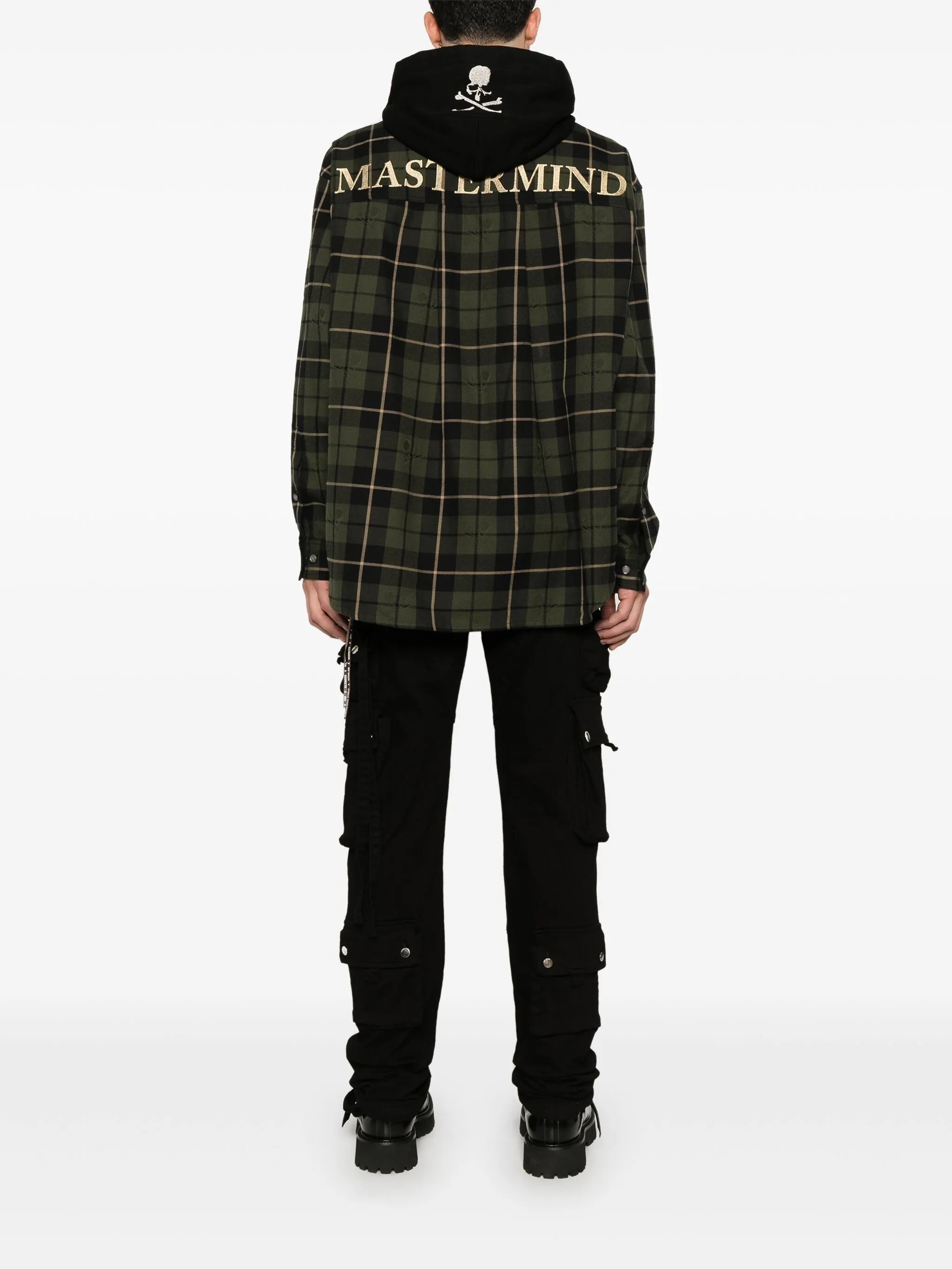 plaid-check hooded jacket