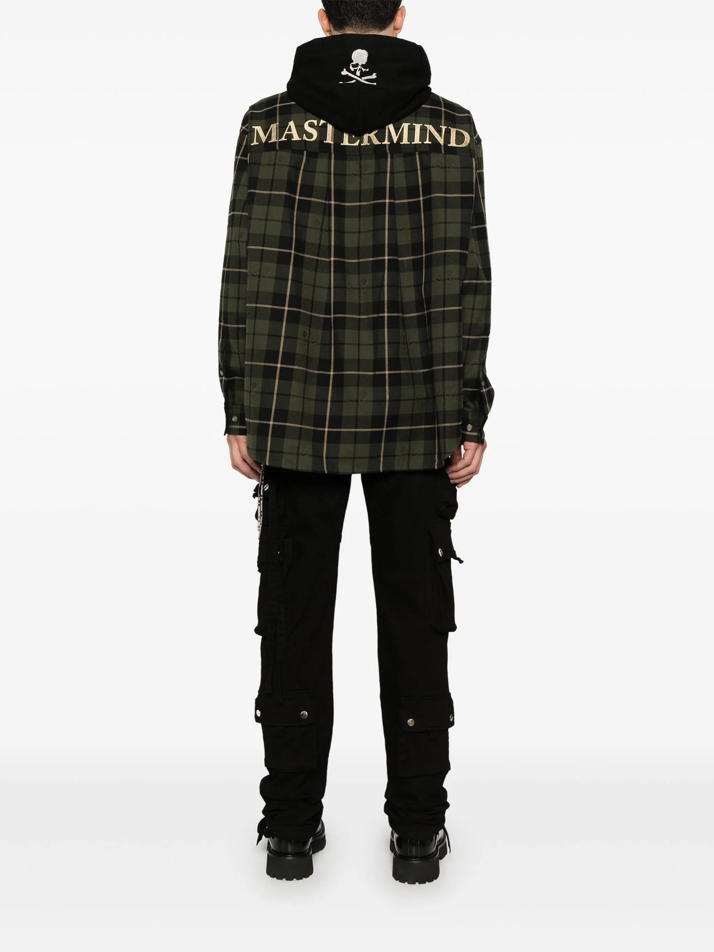 plaid-check hooded jacket