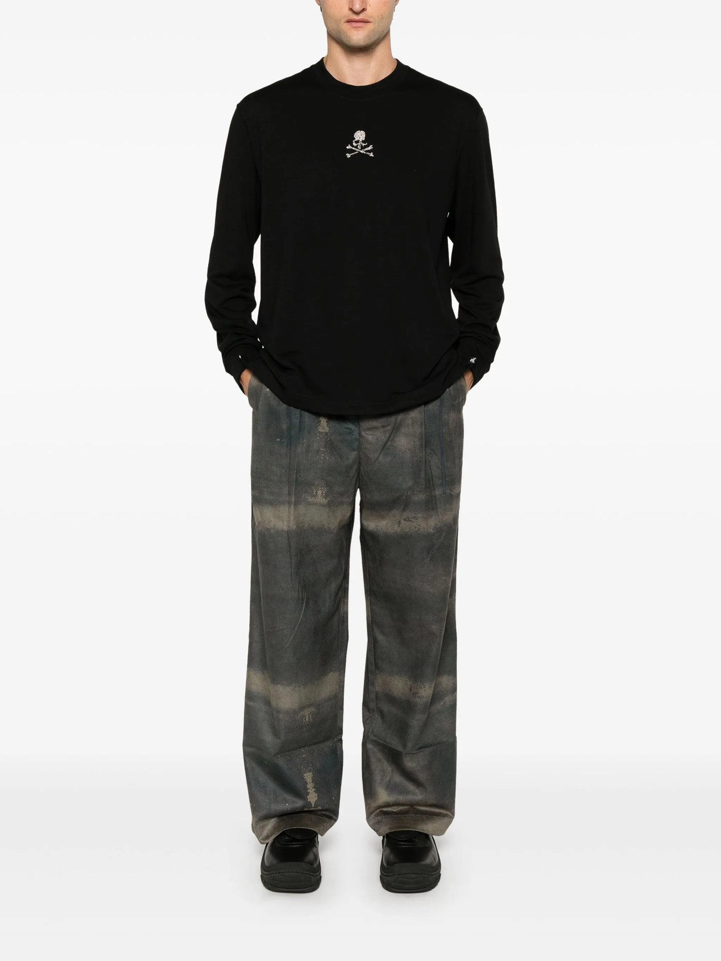 Swarovski-crystals wool T-shirt