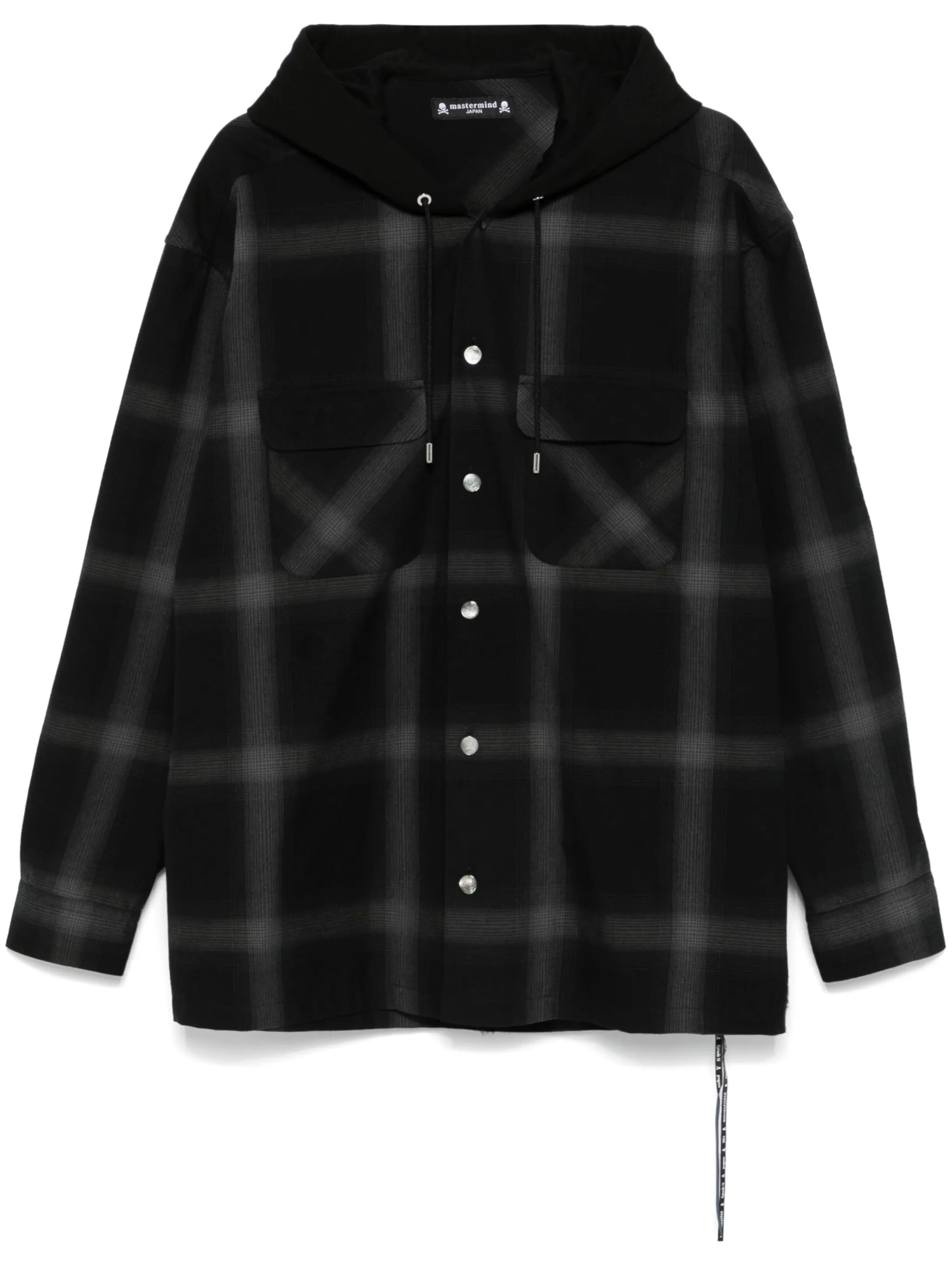 hooded plaid overshirt